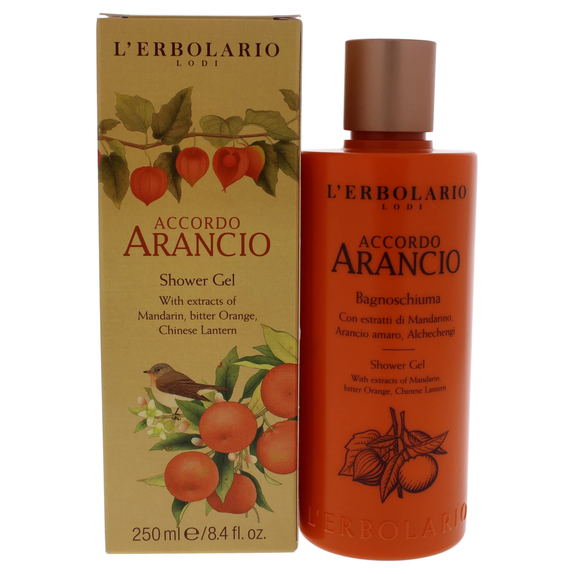 L'Erbolario Shower Gel – Moisturizing Body Wash with Plant Extracts - Toning and Invigorating Body Soap with Citrus Scent – Accordo Arancio - 8.4 oz
