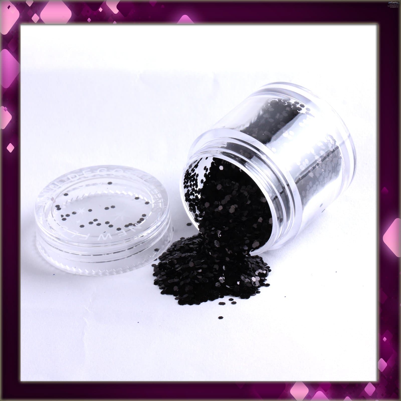 LY Black Colour Nail Art Sparkling Glitter Powder Dust Tips Salon Set B0395