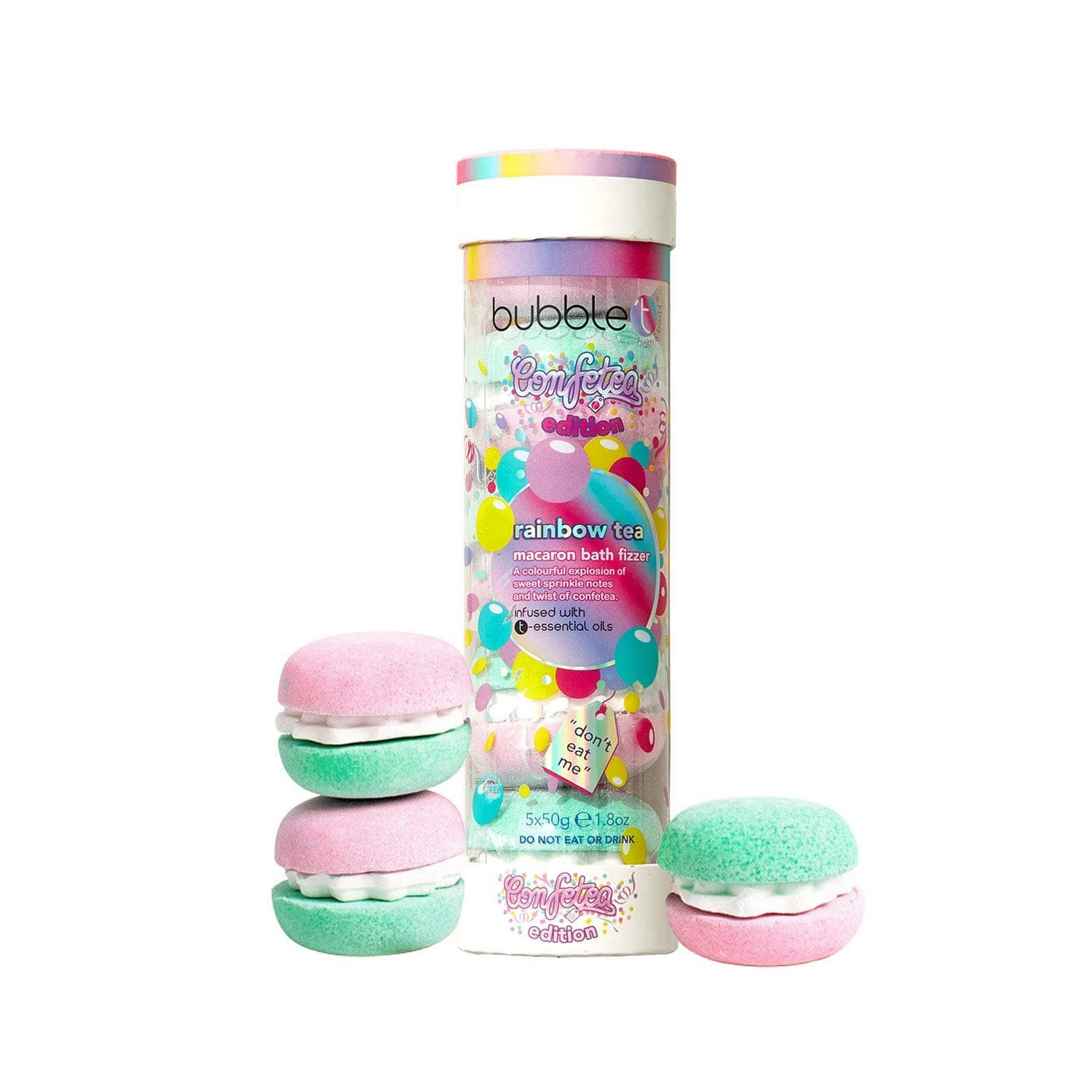 Bubble T Cosmetics Rainbow Tea Macaron Bath Bomb Stack (5 x 50g)