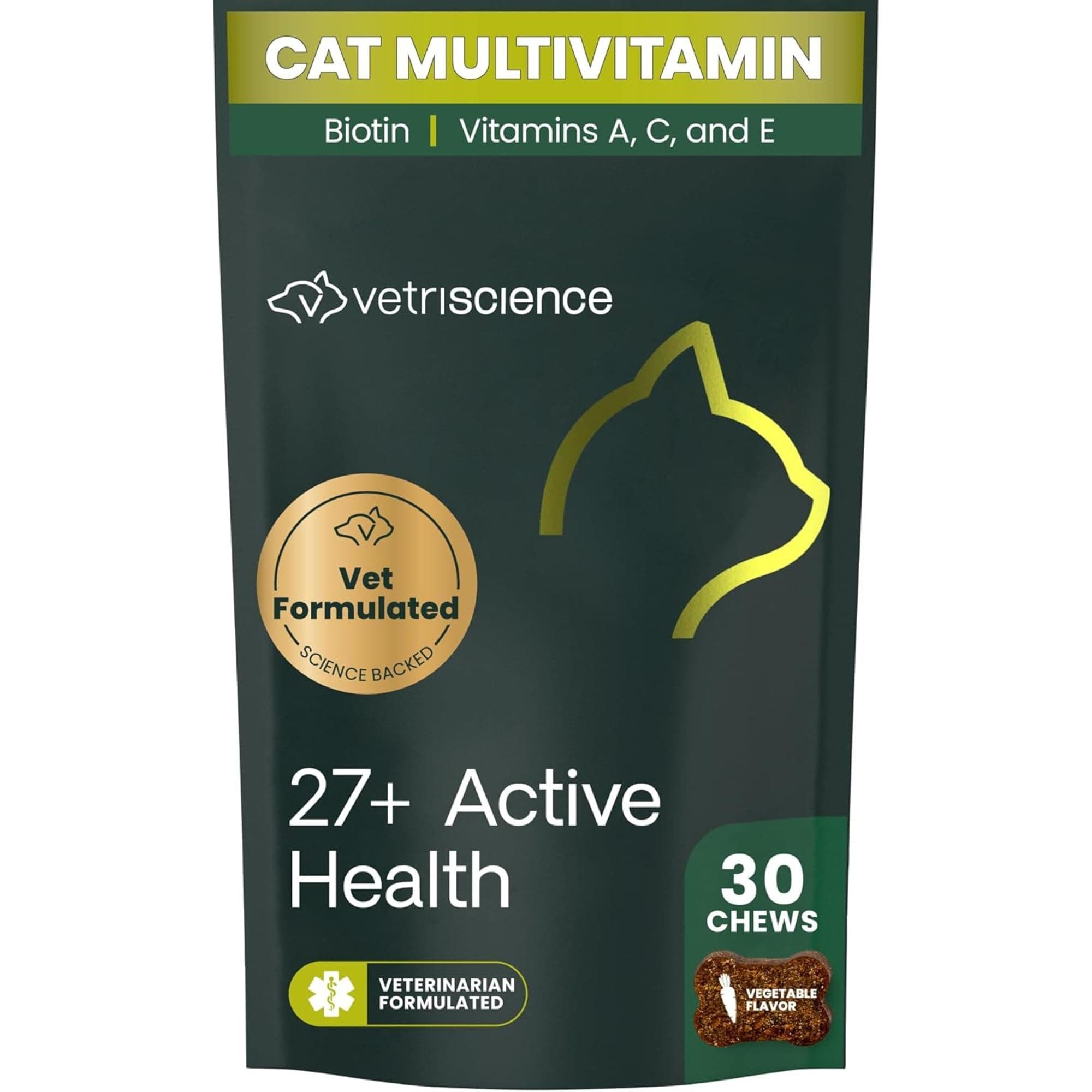 27+ Active Health Chews, Nu Cat Daily Multivitamin for Cats and Kittens, Balanced Vitamins, Minerals and Antioxidants, Health and Wellness Support, Fish, 30 Count