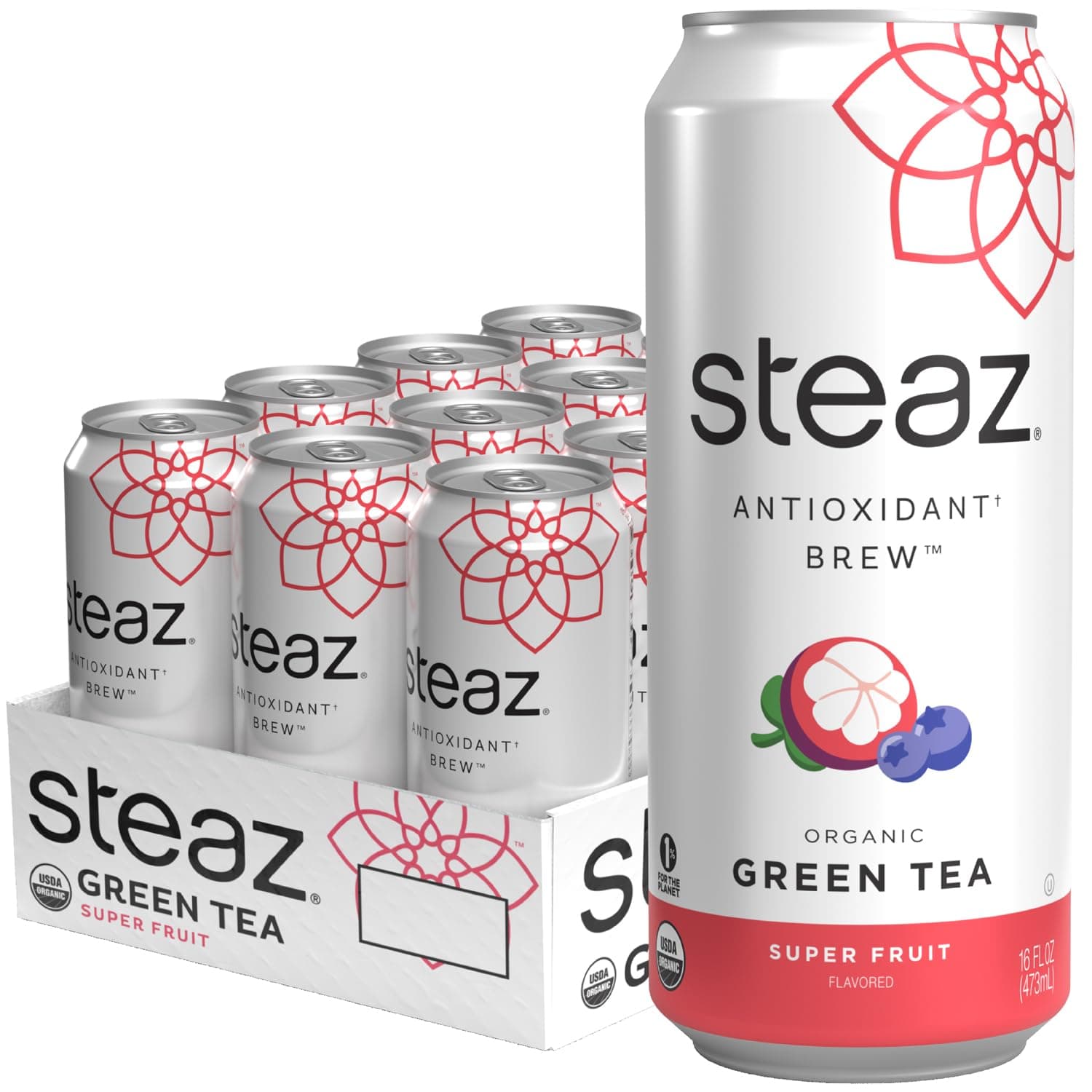 Steaz – Lightly Sweetened Iced Green Tea Super Fruit