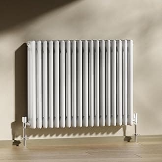 Heilmetz Column Radiator Horizontal Double, 600x830mm Traditional Cast Iron Style 2 Column Radiators Central Heating Radiator White