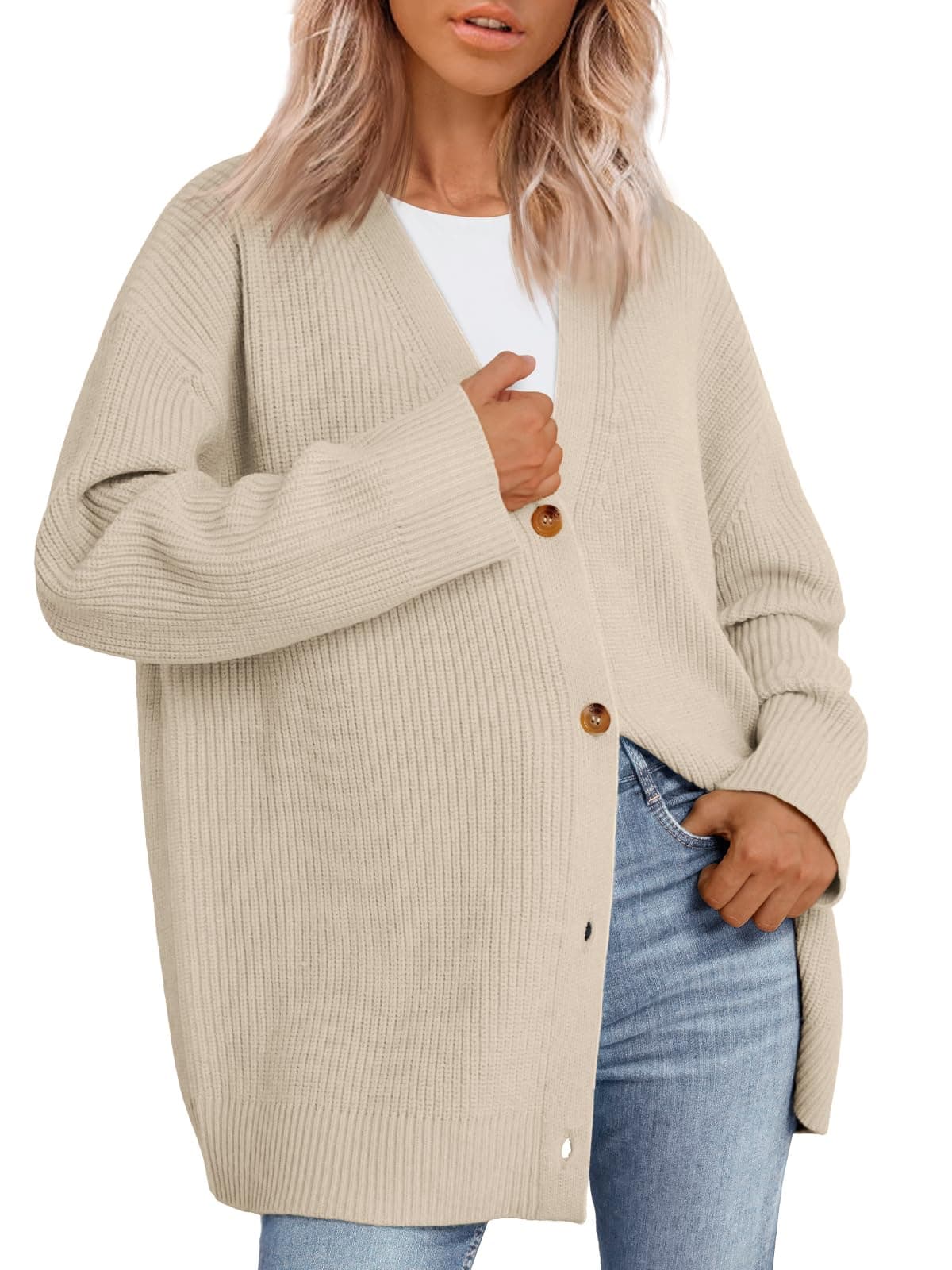 Women Oversized Cardigan Sweater 2025 Fall Outfits Cloth Fashion V Neck Knit Button Front Casual Trendy Tops