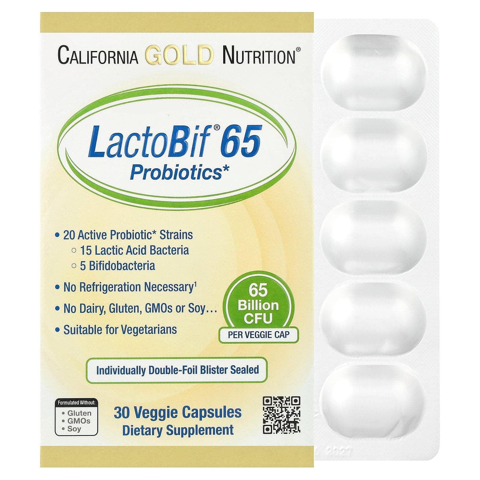 LactoBif® 65 Probiotics, 30 Veggie Capsules