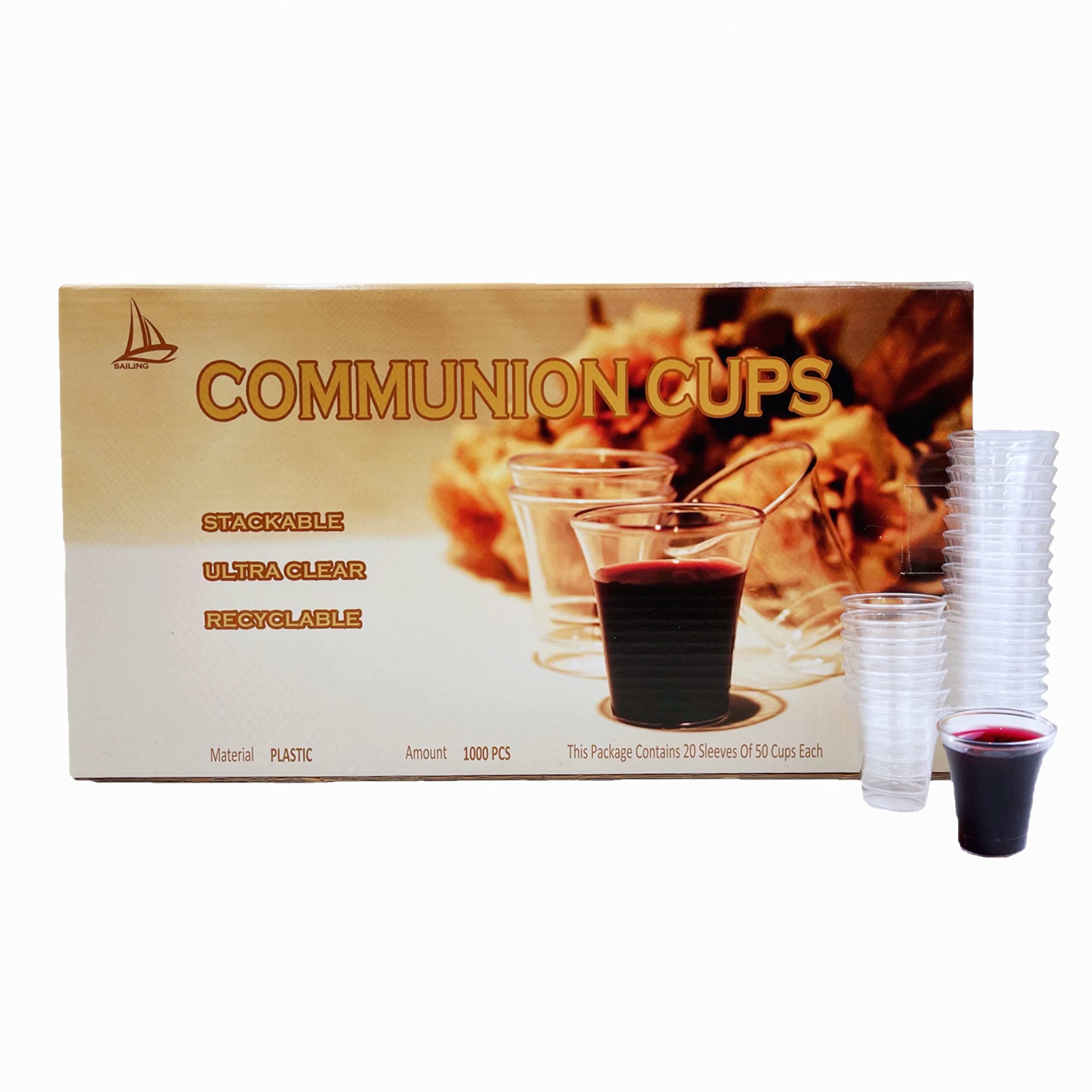 Sailing International Trading 0.5 oz. Clear Plastic Communion Cups, Hard Disposable Communion Cups Fits Standard Holy Communion Trays (1000pc)