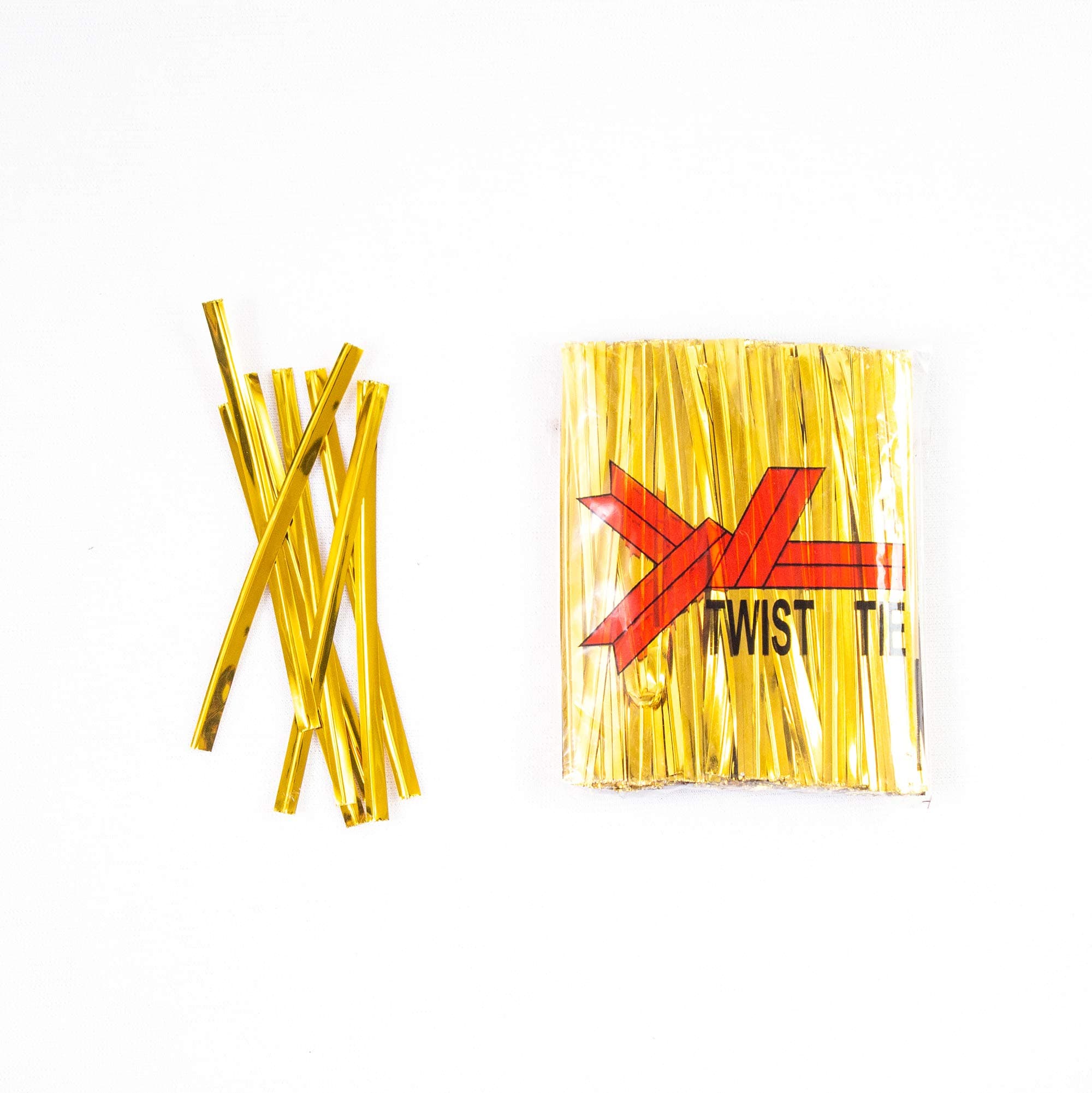 Esslly Twisters Ribbon Twist Ties for Chocolate, Bread, Potli Packing | 600 Pieces | Gold Color | Durable Metallic Finish for Secure Food Packaging and Elegant Presentation.