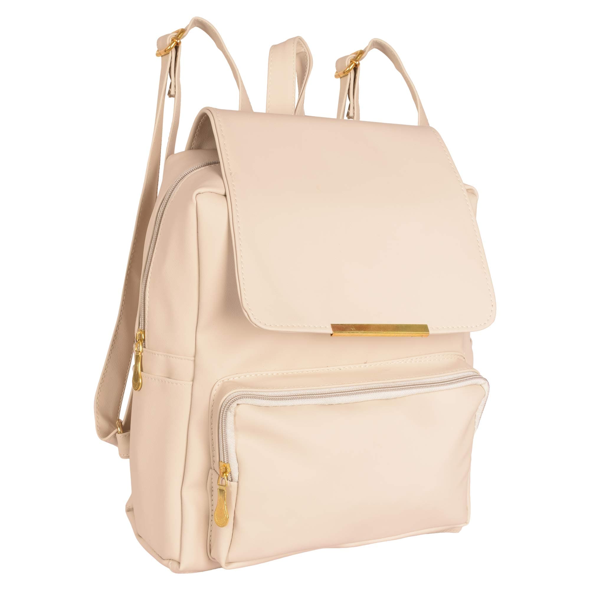 Wild Buddy Cream Leather Backpack for Girls Schoolbag Casual Daypack