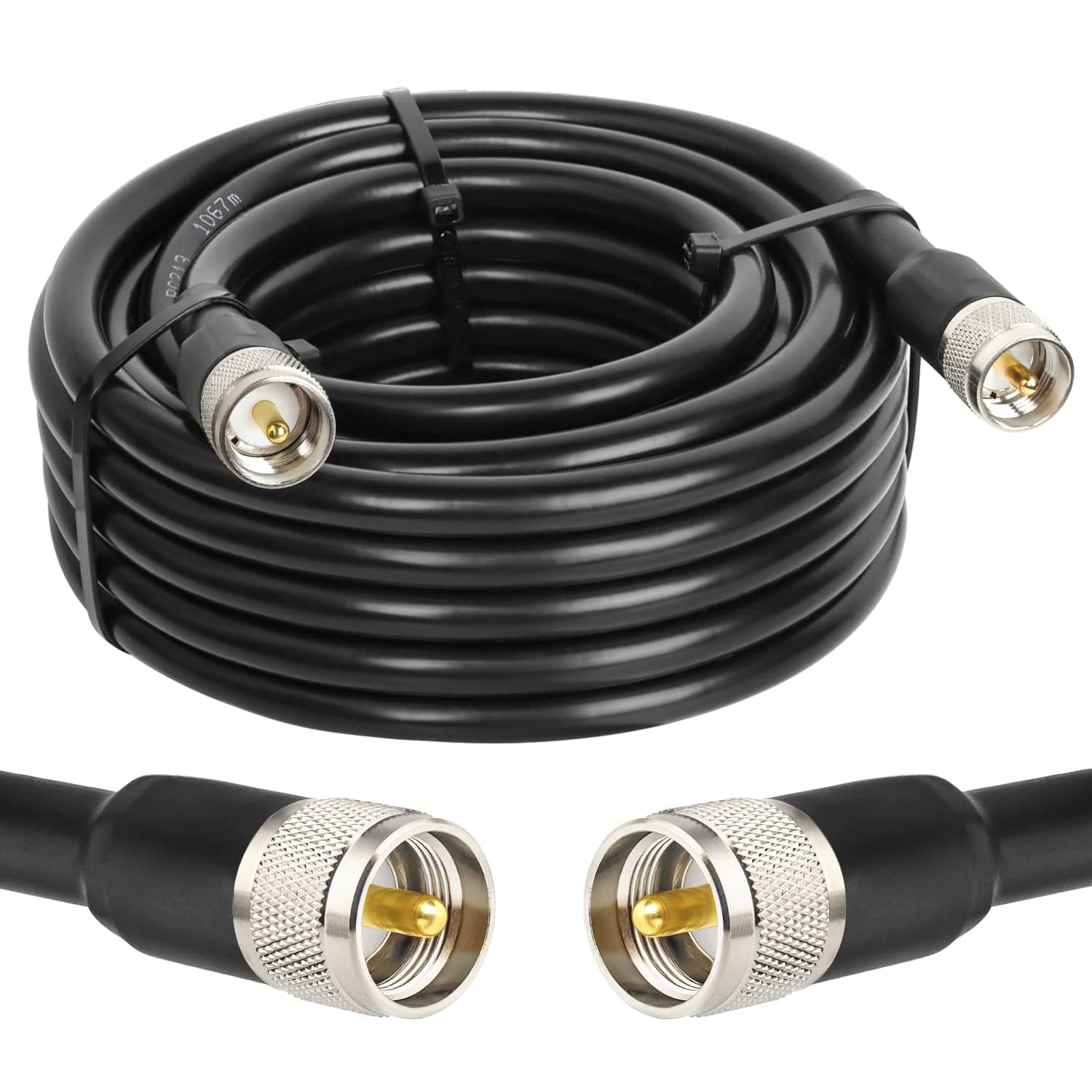 CB Coax Cable - RG213 UHF Male to Male 25FT Low Loss Cable for Ham/VHF Radio/Antenna Analyzer