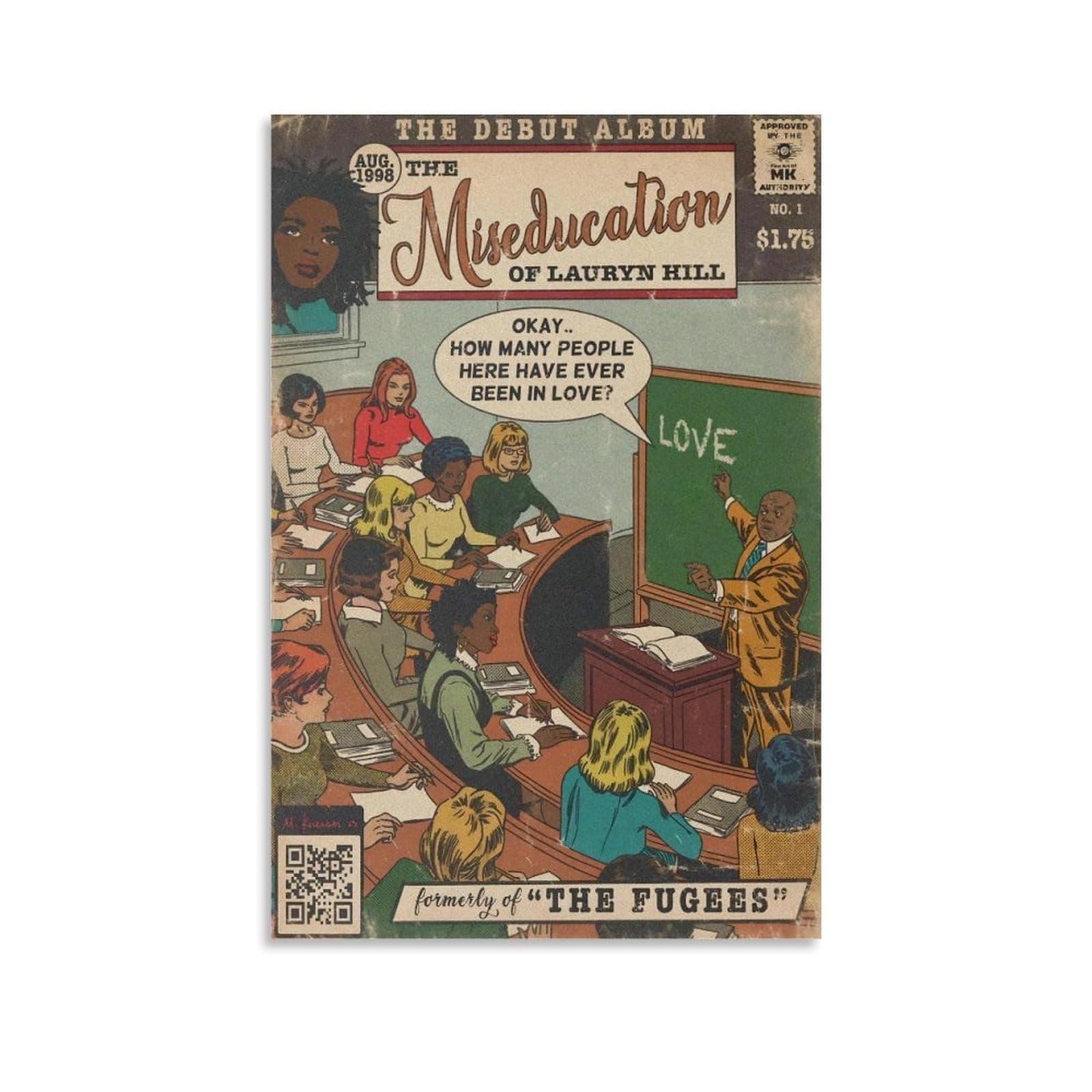 MOZEU Lauryn Hill Poster The Miseducation of Lauryn Hill Music Album Comic Art Poster Posters for Room Aesthetic Canvas Wall Art Bedroom Decor 12x18inch(30x45cm)