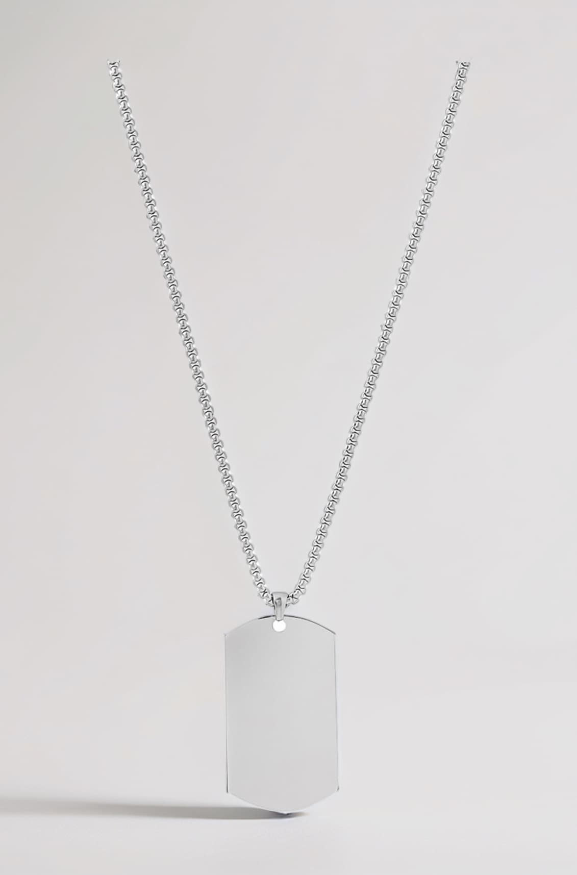 Stainless Steel Plain Silver 3 MM Tag Pendant Necklace Silver Plated Pendant for Men (Silver) (YCSSCH-TAG1BIG-SL)