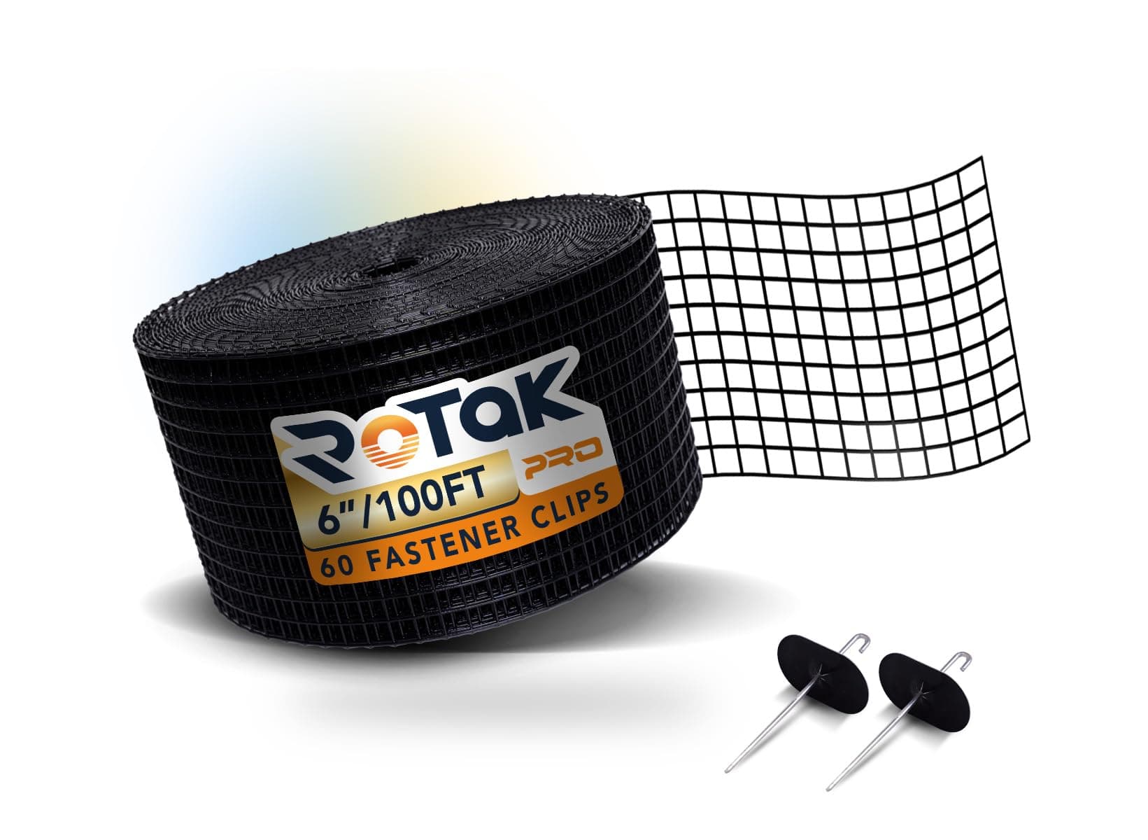 Rotak Critter Guard PRO - 6in x 100ft Solar Panel Bird Prevention Roll Kit with 60 Fastener Clips - Heavy Duty Galvanized Black PVC Coated ½ inch Wire Roll Mesh (6" PRO + 60 Clips)