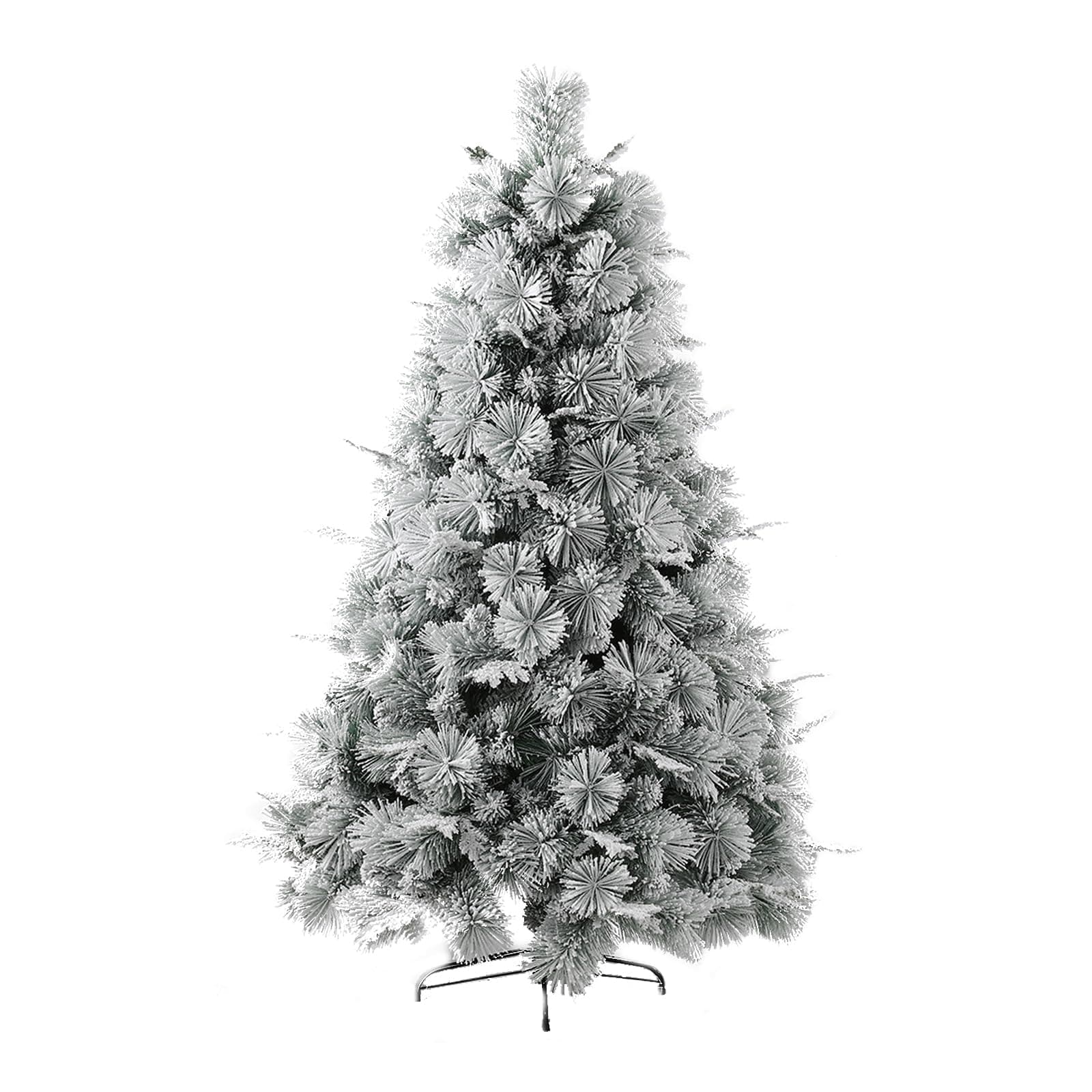 4FT Christmas Tree White Flocked Snow Holiday Xmas Tree for Home and Office 180cm Tall with 900 Full Branches Tips,Easy Assembly,Metal Stand