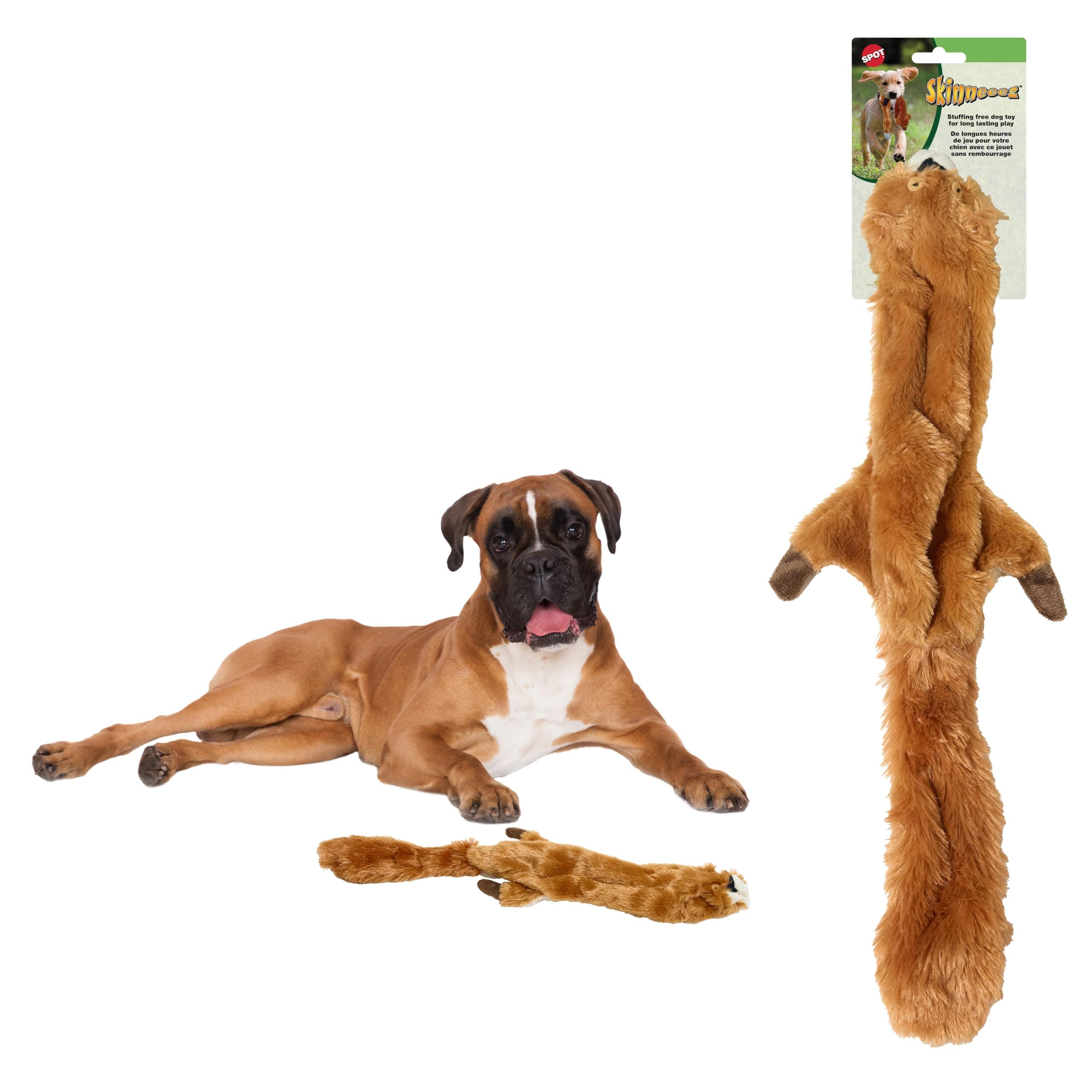 SPOT Skinneeez Squirrel 23-Inch Stuffing-Free Plush Dog Toy – Realistic Design with 2 Squeakers – Durable, Soft Polyester for Medium & Large Dogs – Tug, Fetch & Shake Play – for Moderate Chewers