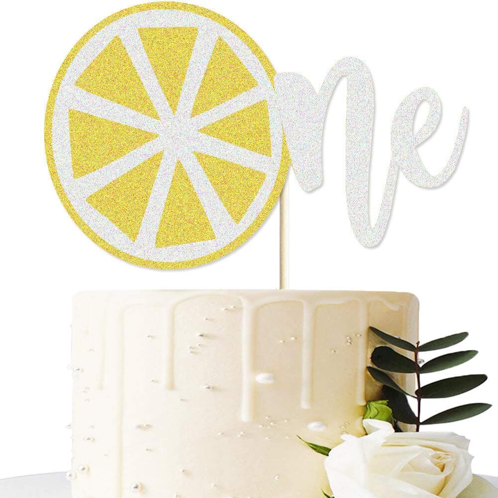 Lemon Cake Topper, Lemonade 1st Birthday Party Cake Decor, Tutti Frutti/Luau/Tiki/Tropical/Hawaiian/Summer/Swimming Pool/Lemon Slice Theme First Birthday Party Cake Supplies Decorations