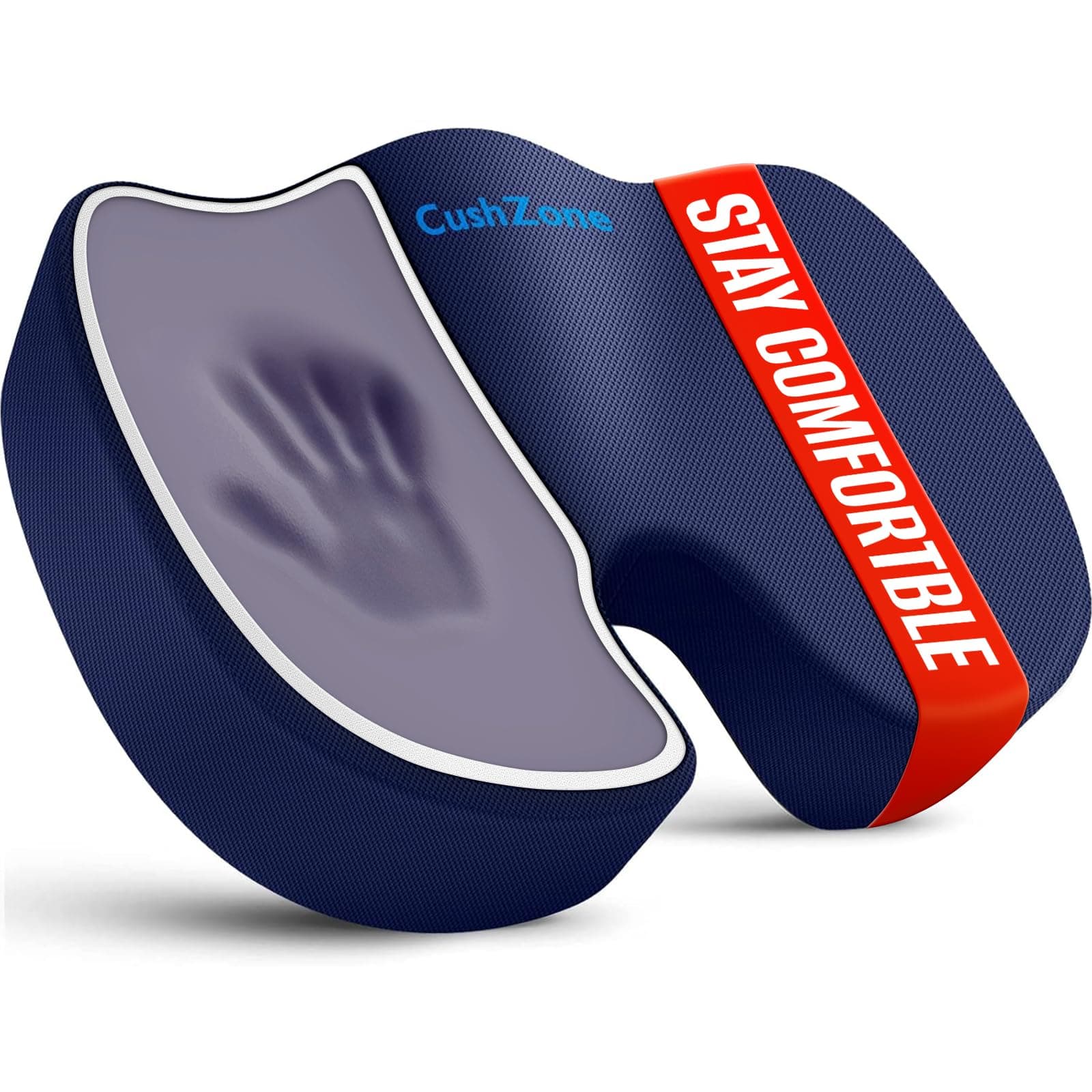 CushZone Office Chair Cushions, Memory Foam Coccyx Cushion for Tailbone Pain Office Chair Car Seat, Sciatica, Coccyx, Lower Back Pain Relief (Blue)