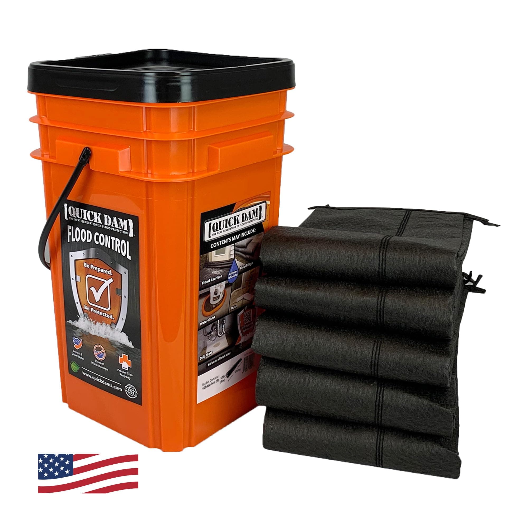 Grab & Go Flood Kit includes 5- 10ft Flood Barriers in Bucket