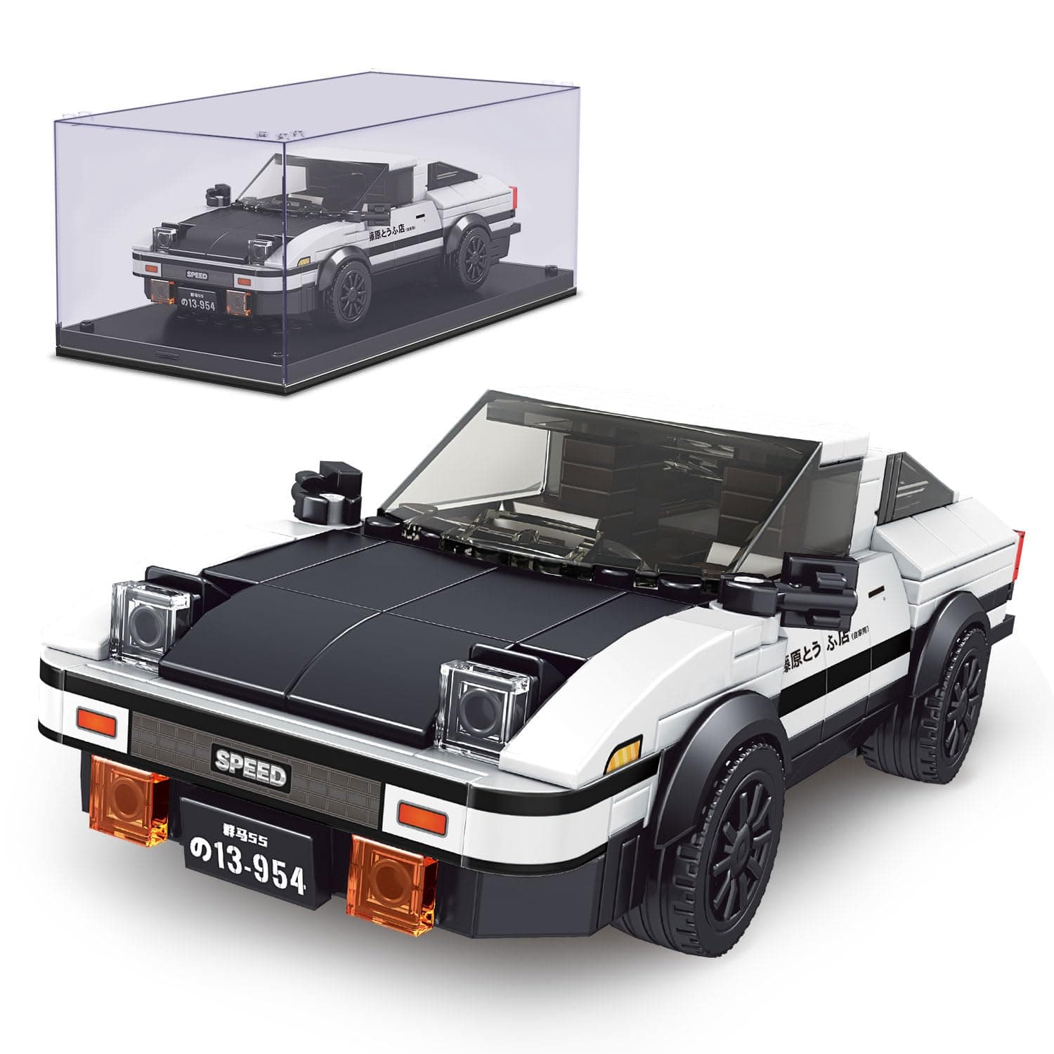 AE86 Initial D Toy Car Building Blocks Sets with Acrylic Display Case, Collectible Model 27013, Cool Simulation Cockpit Speed Racing Car for Fans and Kids 8+ (399 Pieces)