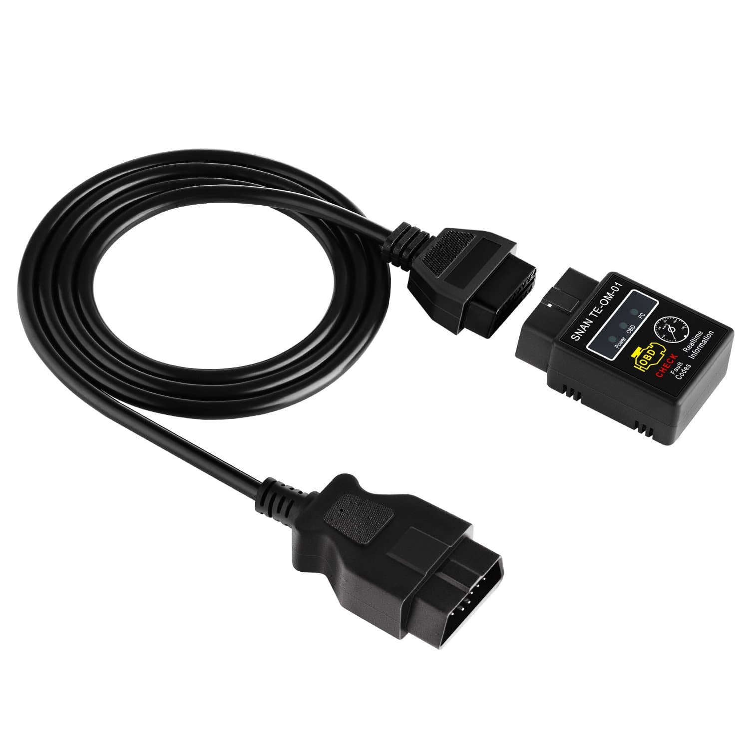 Bluetooth OBDII Car Diagnostic Scanner for Android Devices Scan Tool Car Code Reader with 5ft Extension Cable