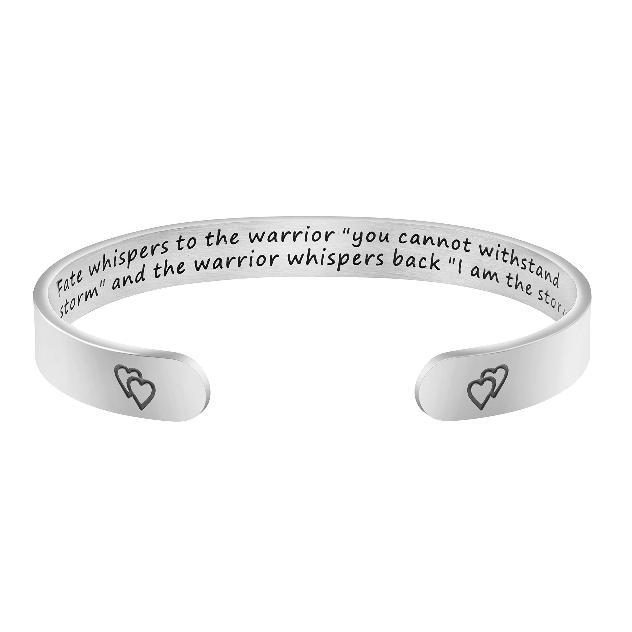 JoycuFFWomen Bangle Bracelet Cuffs Open White Inspirational Girls Jewelry Engraved Encourage Mantra