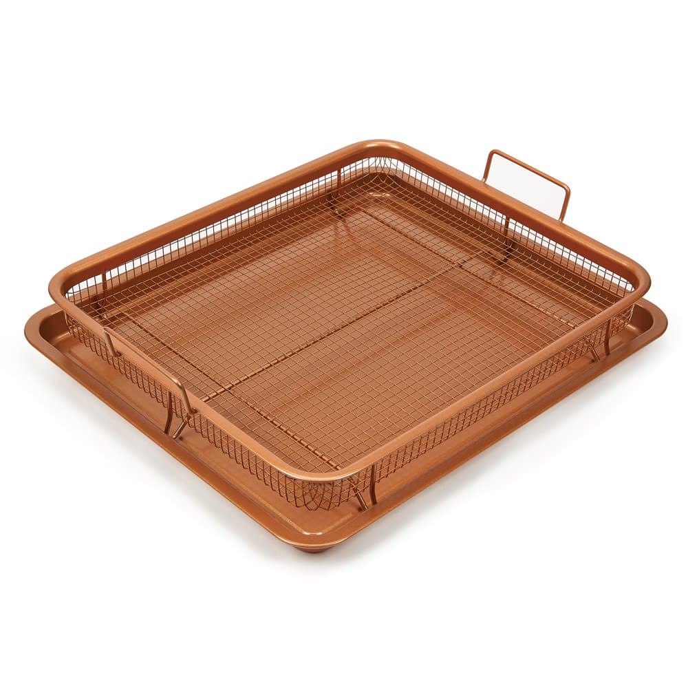 Copper Chef2-Piece Non-Stick Bakeware Set for Oven with Crisper Pan and Cookie Sheet, 13 x 9-Inch, N5O4RBL, Copper
