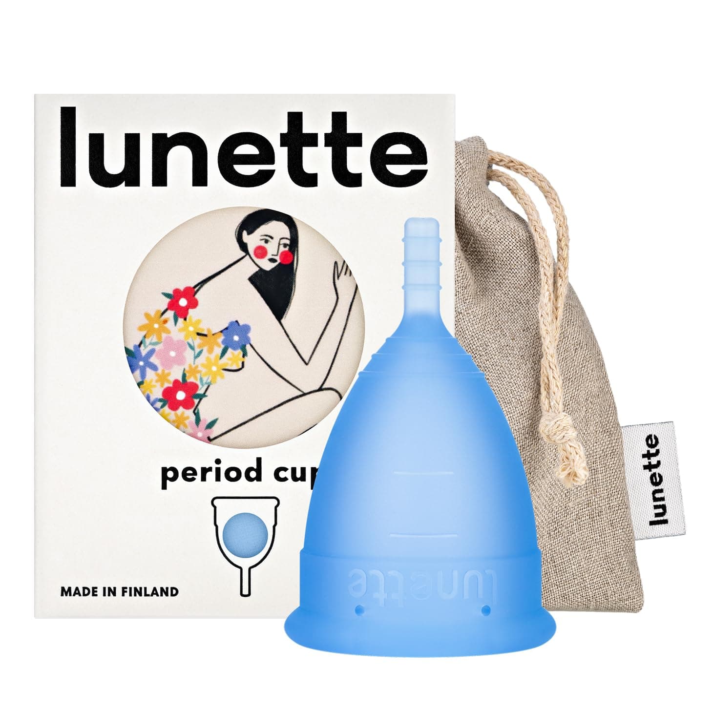 Lunette Period Cup – Menstrual Cup with 12h Leak-Free Comfort - Soft 100% Medical-Grade Silicone - Eco-Friendly Pad & Tampon Alternative Reusable for 10 Years - One-for-One Donation – Size 2 Blue