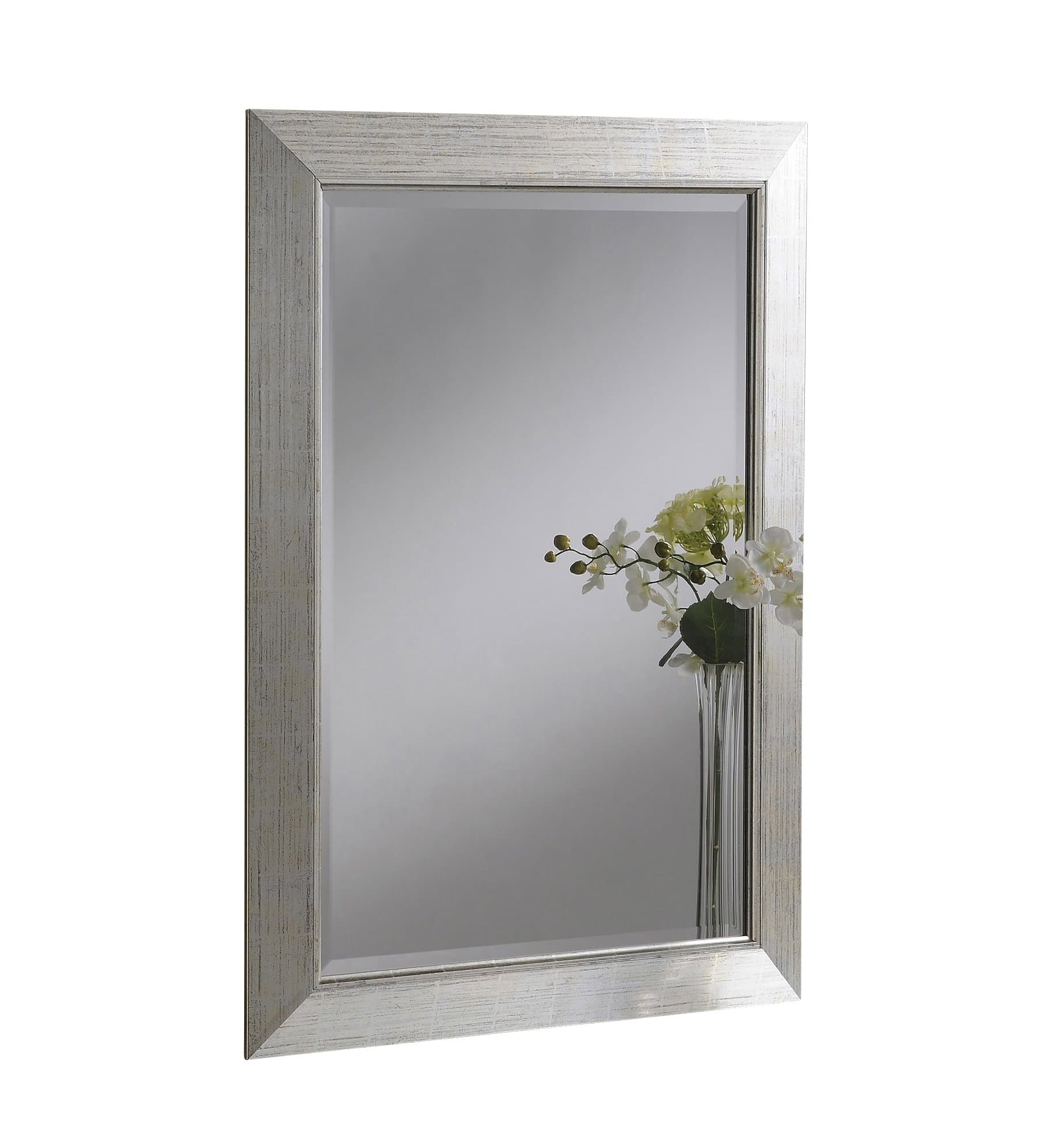 Yearn Soft Silver Framed Rectangular Mirror Bevelled 74 x 102cm