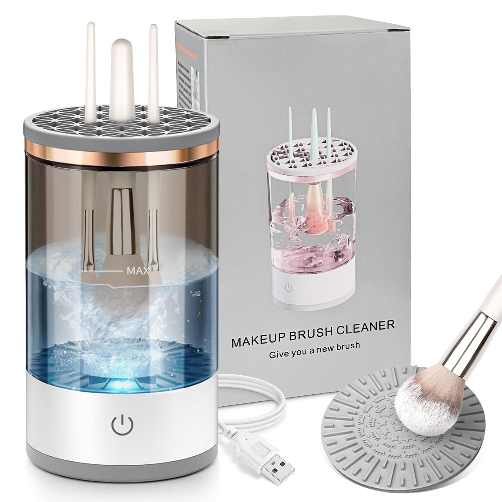 Electric Makeup Brush Cleaner, Quick Efficient Machine for Deep Cleaning All Types of Brushes, Portable Compact Design for Travel Home Use, for Makeup Lovers & Professionals