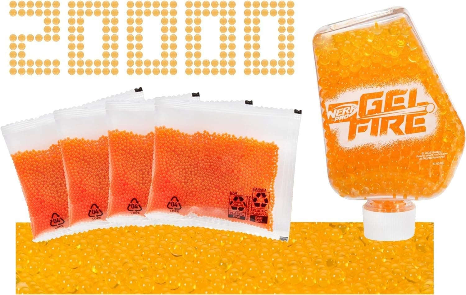 Nerf Pro Gelfire Refill, 20,000 Dehydrated Gelfire Rounds, 1x 800 Round Hopper, Use Pro Gelfire Blasters, Ages 14 & Up