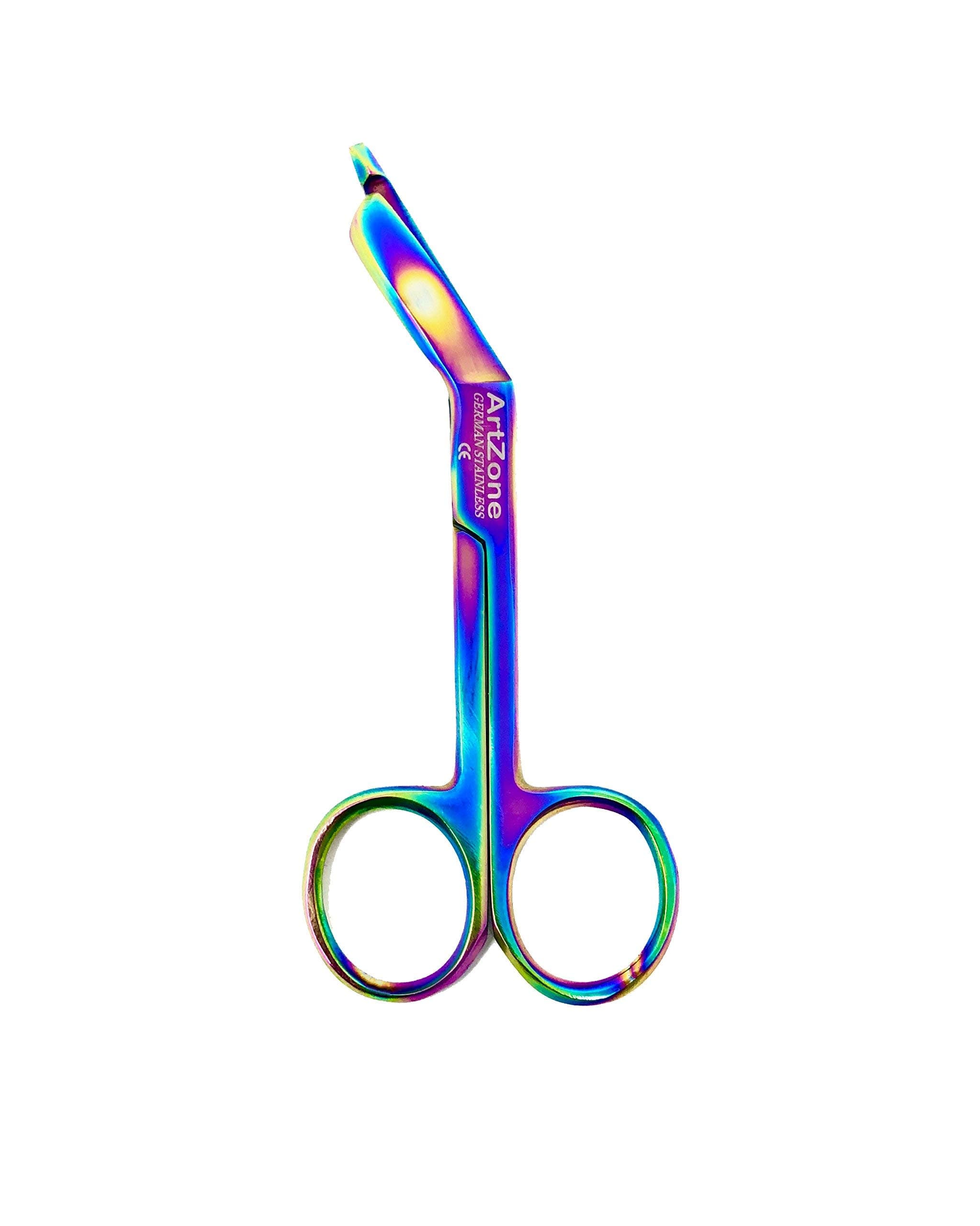 Artzone Lister Bandage Scissors - 4.5-Inch Cynamed Medical-Grade Stainless Steel Shears - Multi-Colored Rainbow Titanium Finish - Sharp Blades Cut Through Bandages, Dressing, Tape, Gauze, Clothing