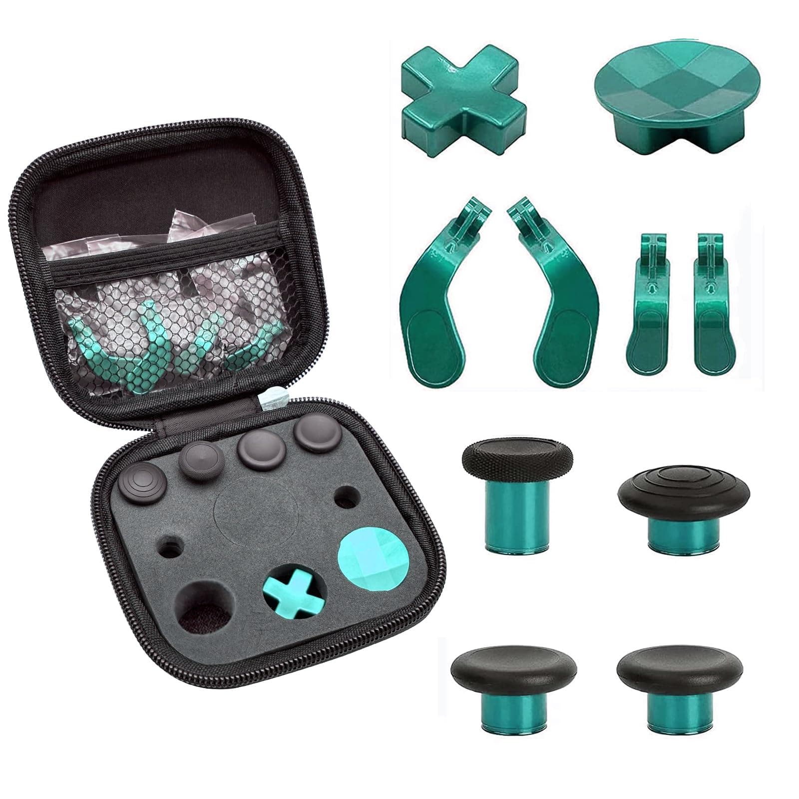 EASEGMERReplacement Thumbsticks for Xbox Elite Controller Series 2, 10 in 1 Plating Accessories Kits Parts Including 4 Swap Joysticks,4 Paddles,1 Standard D-Pads (Green)