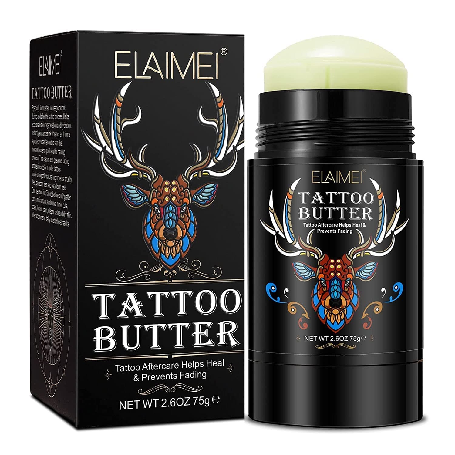 KANZA - Tattoo Butter 75g | Natural Tattoo Balm Aftercare Moisturizer|Tattoo Healing Ointment,Tattoo Lotion Color Enhancement & Brightener,Tattoo Cream Care Butter Refresh Old Tattoos |Unisex