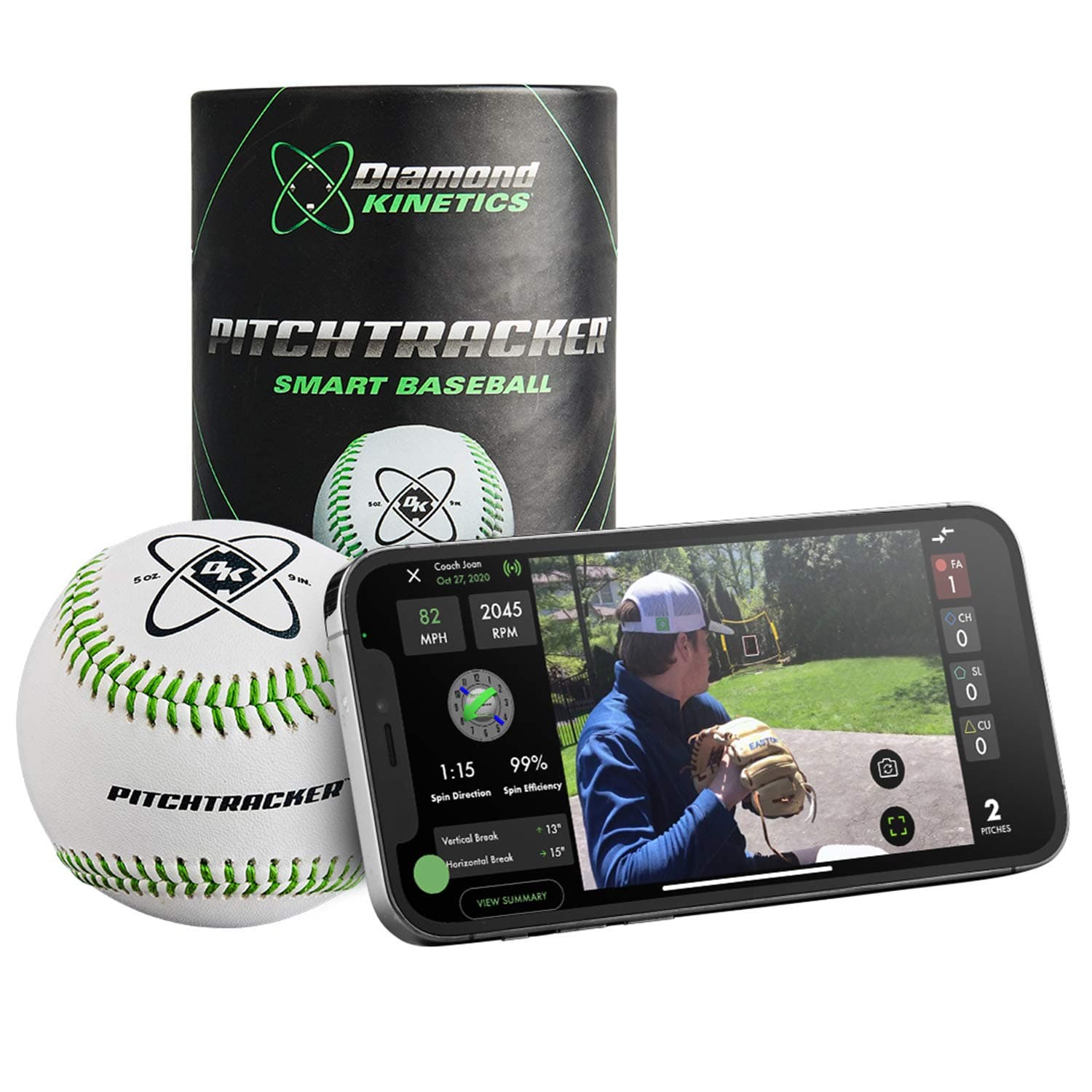 Diamond Kinetics PitchTracker Baseball Smart Ball, 14-Day Premium Subscription Included