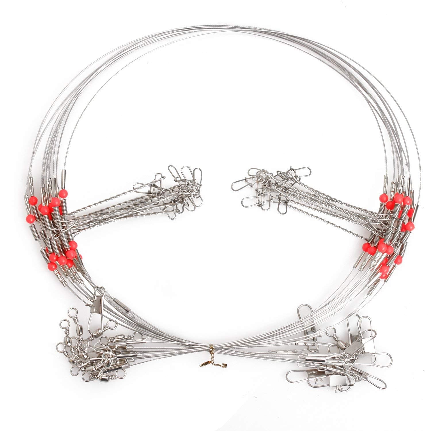 Fishing Leaders Stainless Steel Fishing Rigs Fishing Gear Tackle High-Strength Fishing Wire, with Swivel Snaps Beads for Lures Bait Hooks