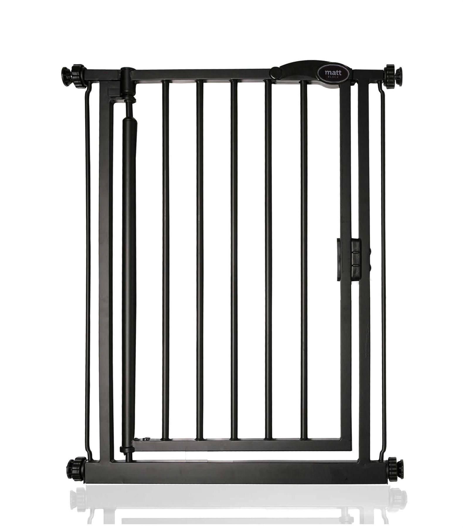 Safetots Pressure Fit Self Closing Stair Gate, Extra Narrow, 61cm - 66.5cm, Matt Black, Auto Closing Baby Gate, Safety Barrier for Toddler, Easy Installation