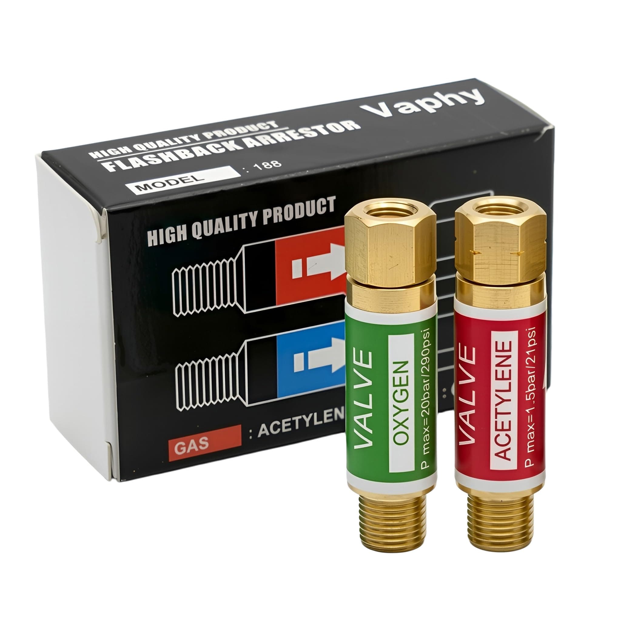VAPHY Oxygen Acetylene Flashback Arrestors Set, Torch End