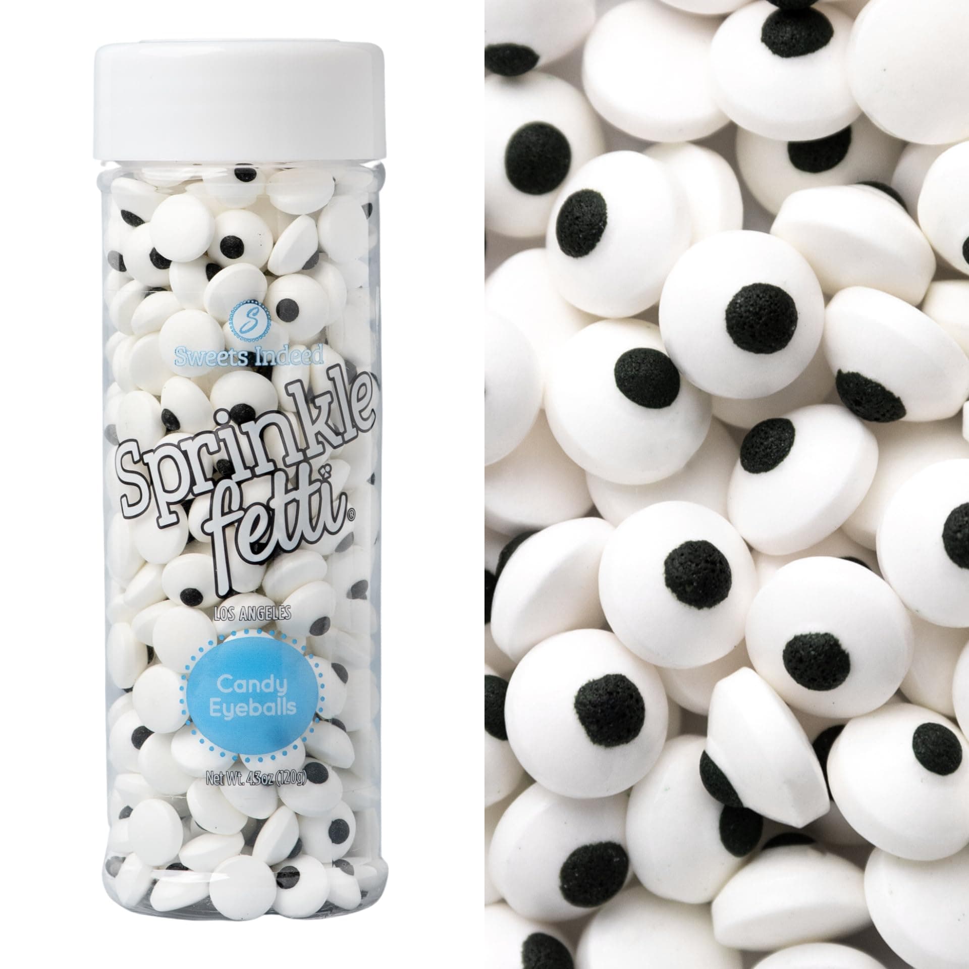 Sweets Indeed Bulk Candy Eyeballs, 300 Edible Eyes, Christmas Sprinkles, Perfect for Cake Decorations, Baking, Ice Cream, Cookies, Cupcake Topper 4.3 ounces