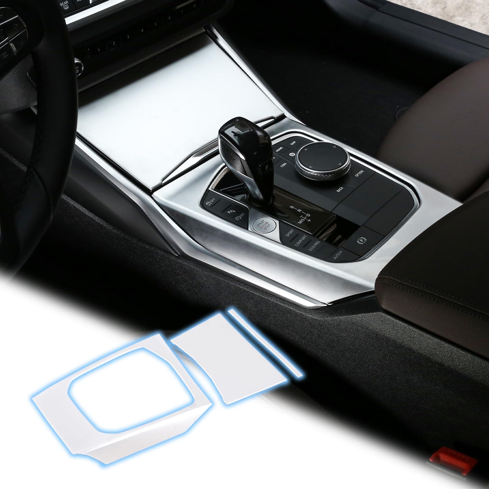 TINKI カーセンターコンソールギアシフトパネルカバートリム BMW 3シリーズ 3GT G20 G21 G22 G23 G26 G28 2019 2020 2021 2022 インテリアアクセサリー (ABSプラスチック、クロム)