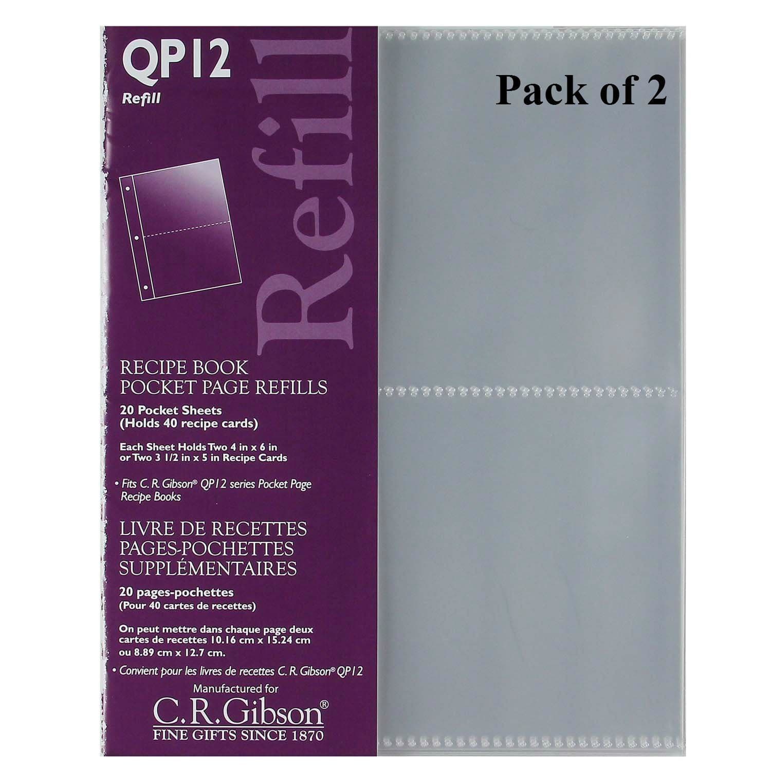 C.R. Gibson QP-12 Small Recipe Book Pocket Page Refill 20 Sheets (Pack of 2) …