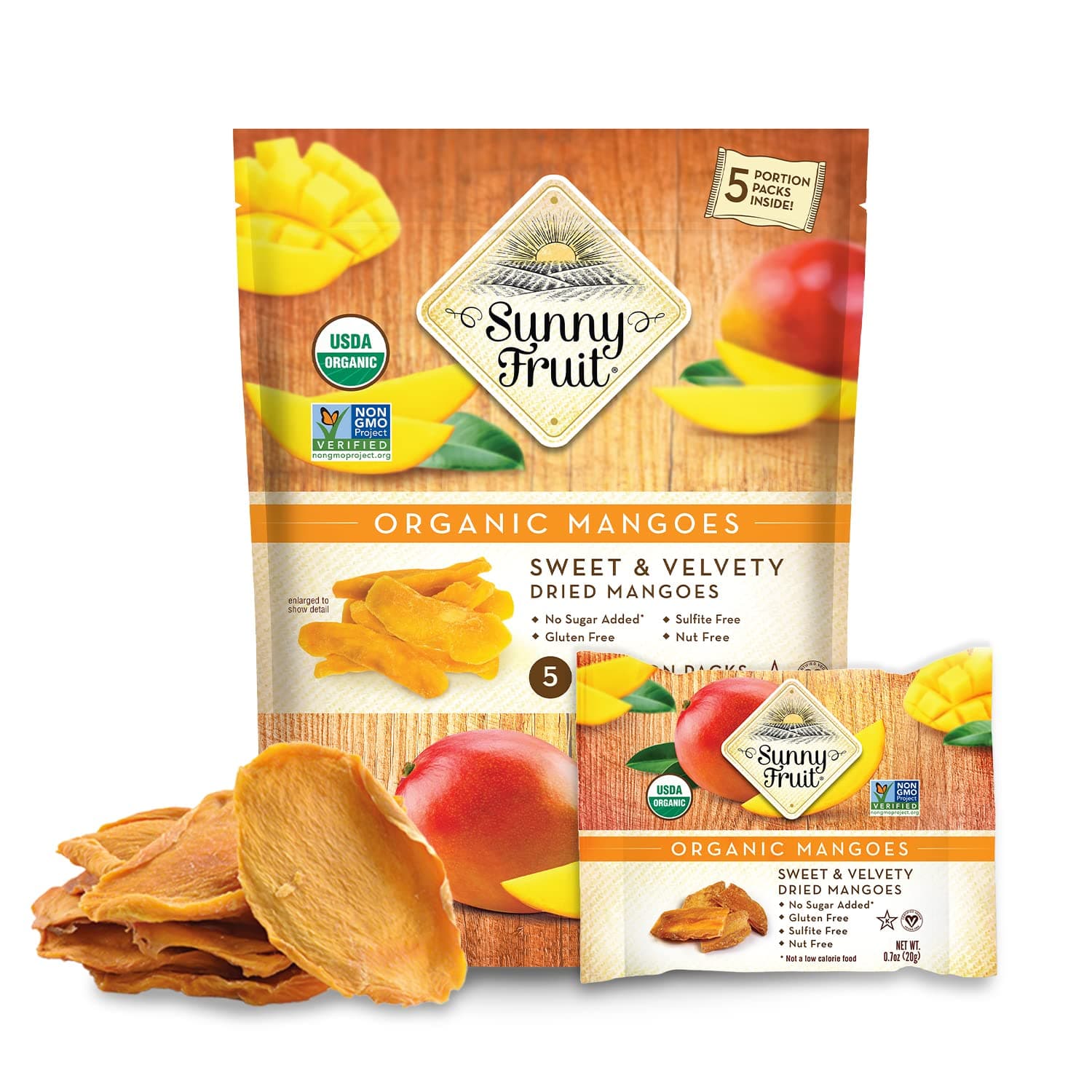 Soft Organic Dried Mangoes - 1 Bag (5 Individual Portion Packs) | No Preservatives, Sulfides or Sugar Added | Healthy, Dried Fruit Convenient Snack Packs | NON-GMO, VEGAN, HALAL, KOSHER