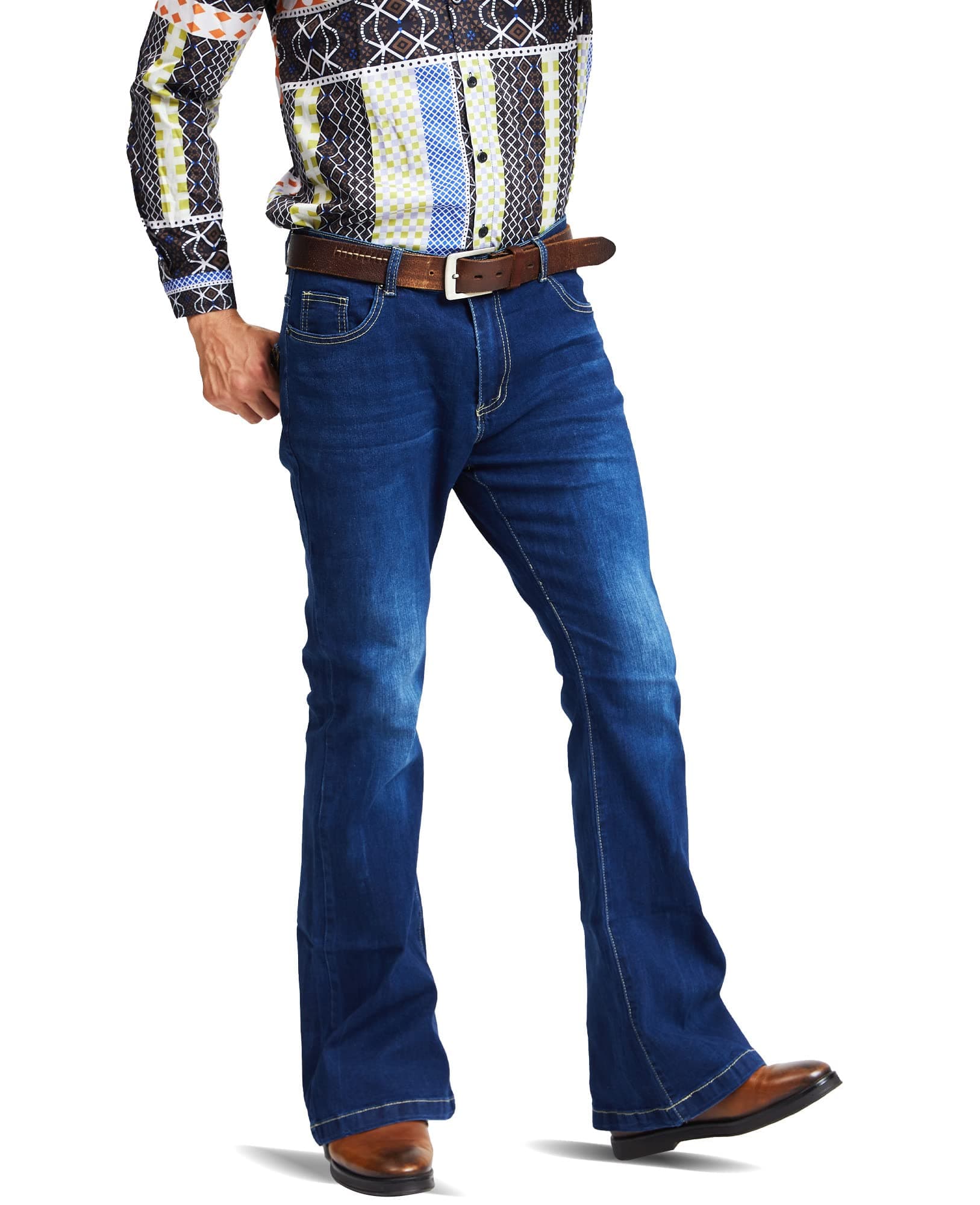 70s Outfits for Men,Mens Bell Bottom Jeans