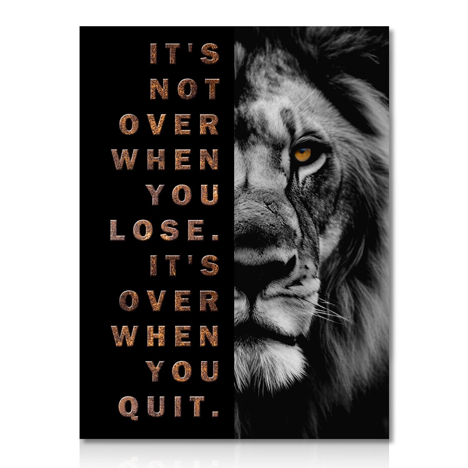 NymphFable Inspirational Lion Wall Decor Poster Black and Gold Positive Wall Poster for Office Gym Bedroom Decor 12x16 in Unframed