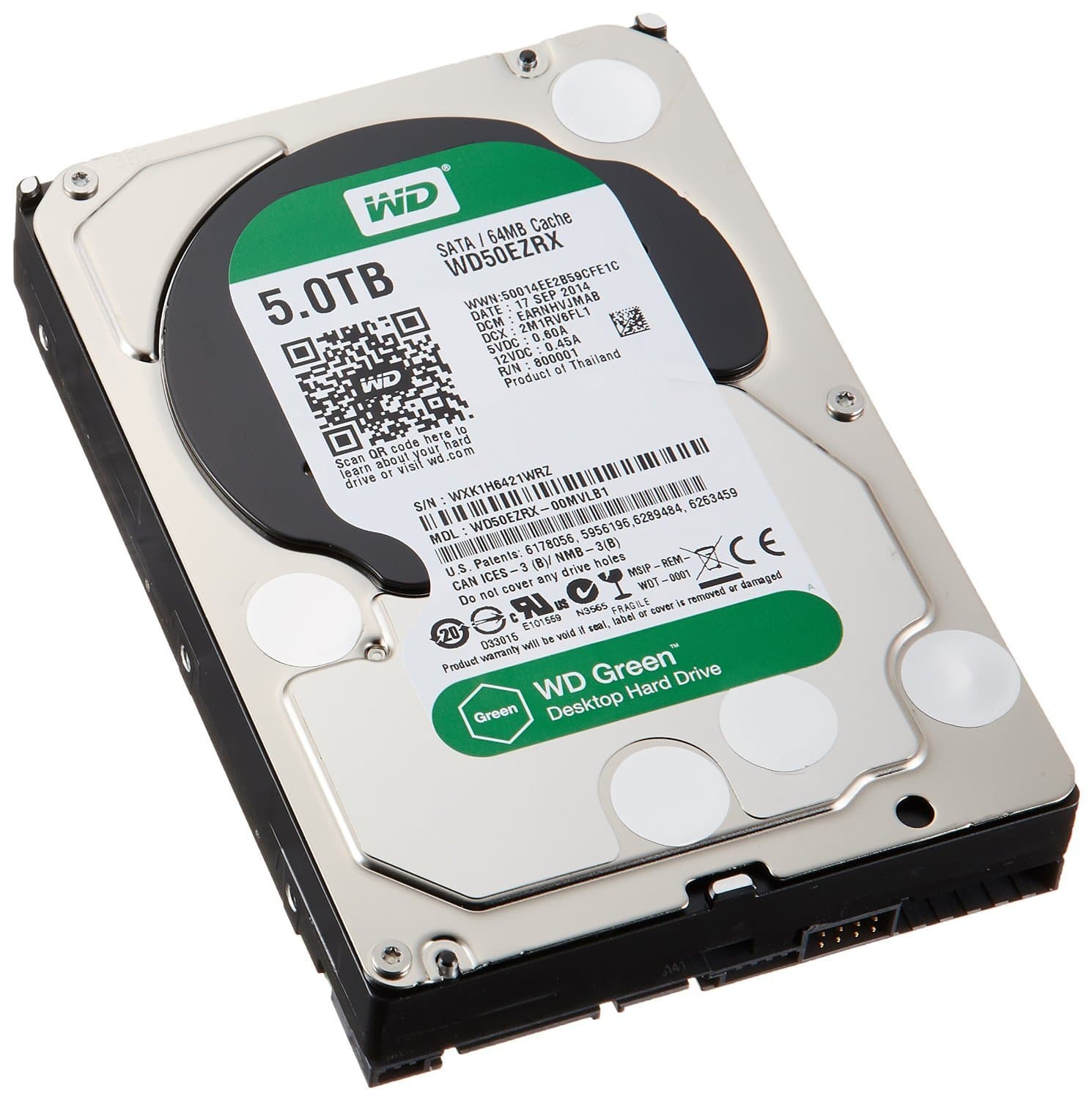 (Old Model) WD Green 5TB Desktop Hard Drive: 3.5-inch, SATA 6 Gb/s, IntelliPower, 64MB Cache WD50EZRX