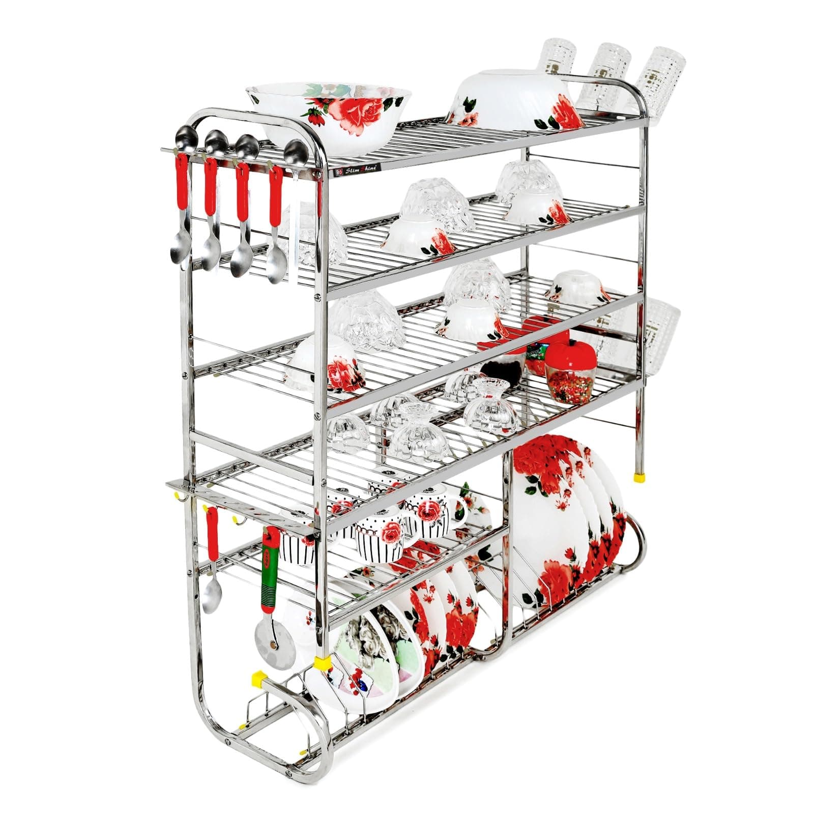 SLIMSHINE 6 Shelf Rack | Multi-Functional Plate and Spoon Storage Solution for Effortless Access and Stylish Display | Optimize Your Kitchen Organization