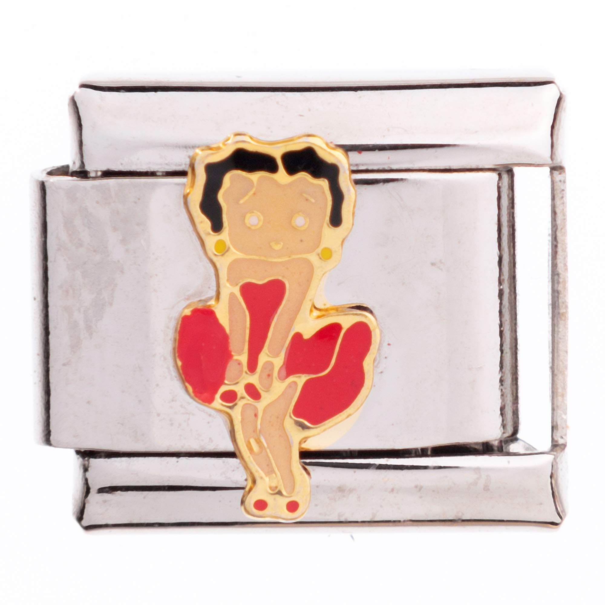 University GiftsItalian European Friendship Bracelet Charms 9 mm Betty Boop Red Dress