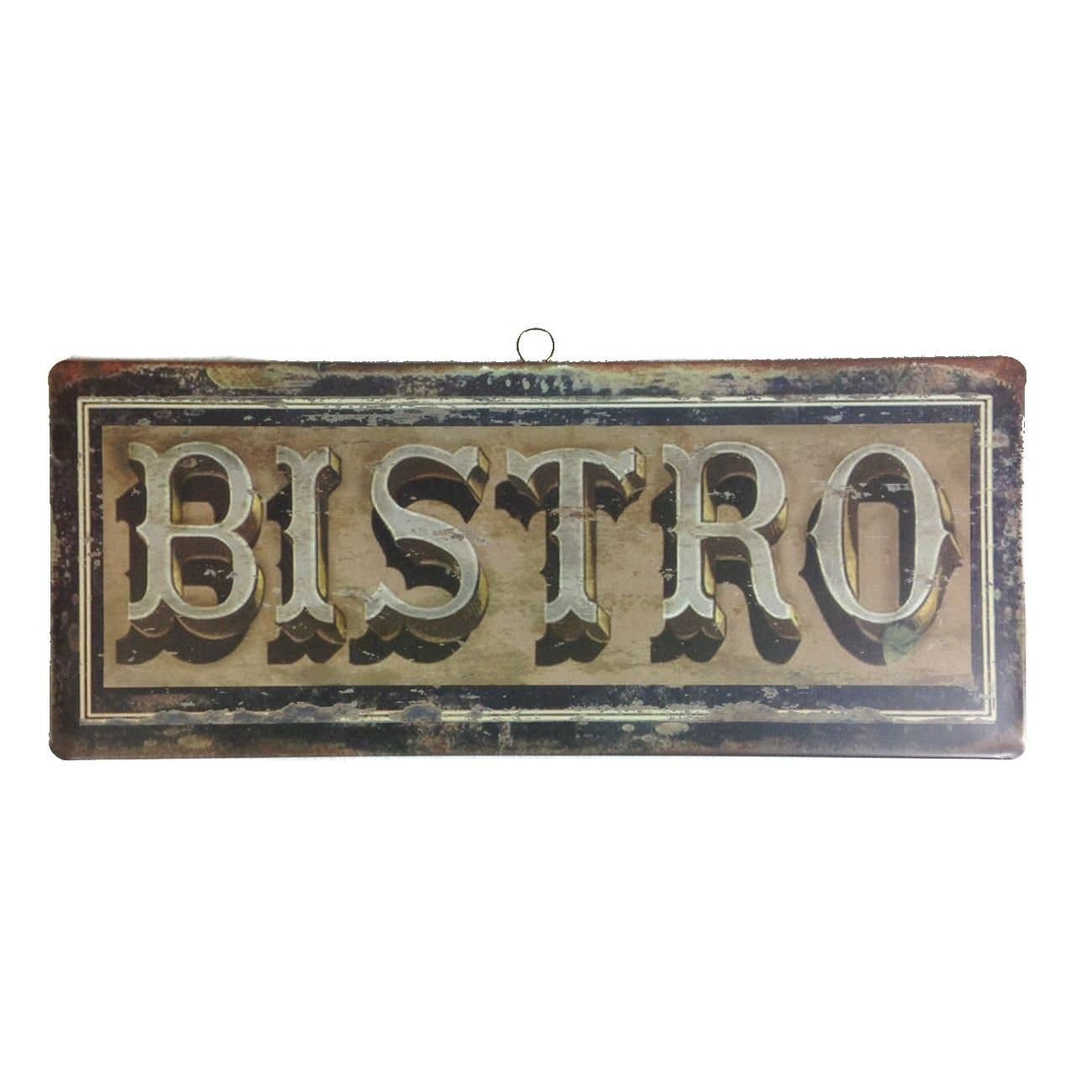 Vintage French Bistro Hanging Tin Sign - 14-in (Bistro)