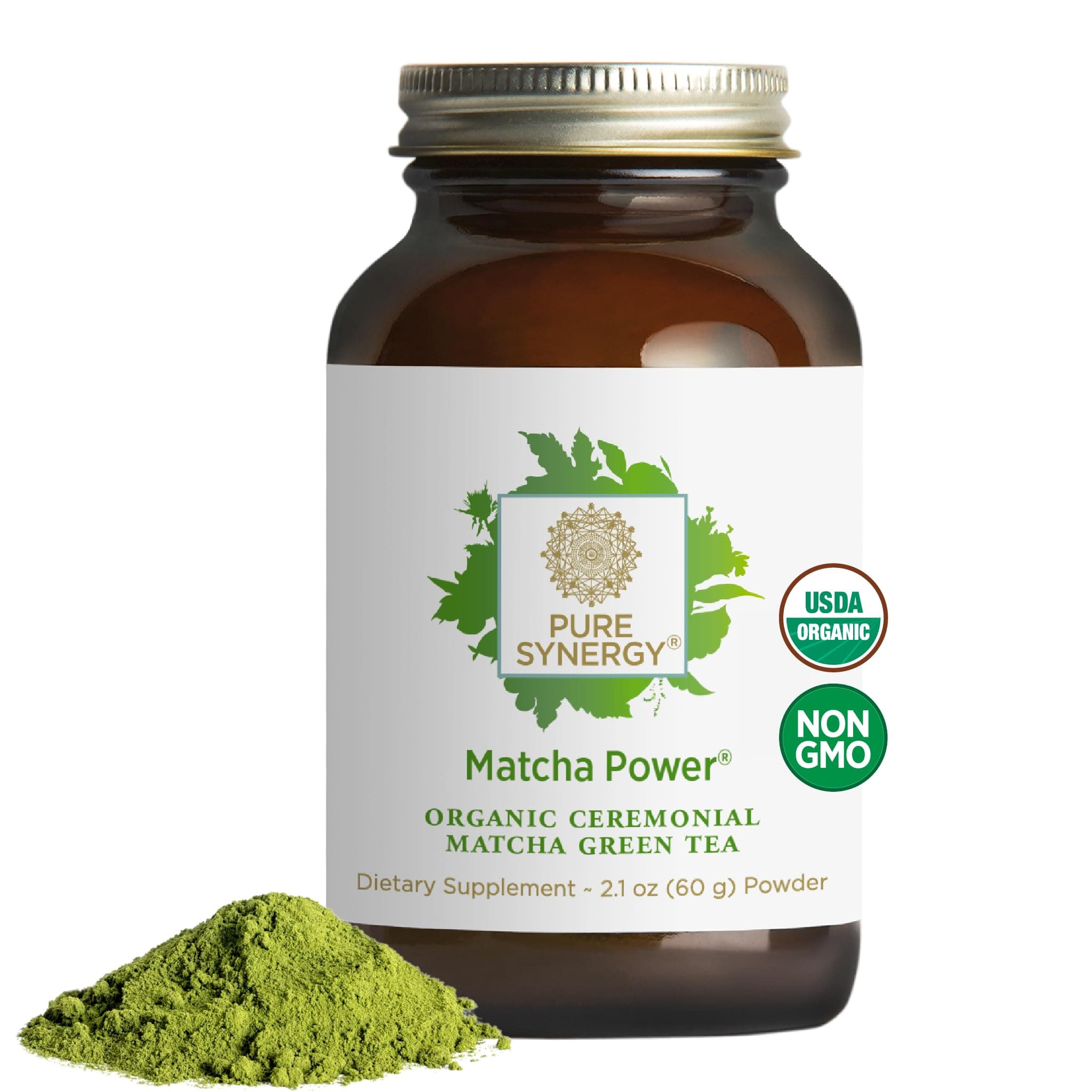 PURE SYNERGY Matcha Power | Organic Matcha Powder | Ceremonial Grade Japanese Green Tea Powder | For Enhanced Energy & Alertness (2.1 oz)