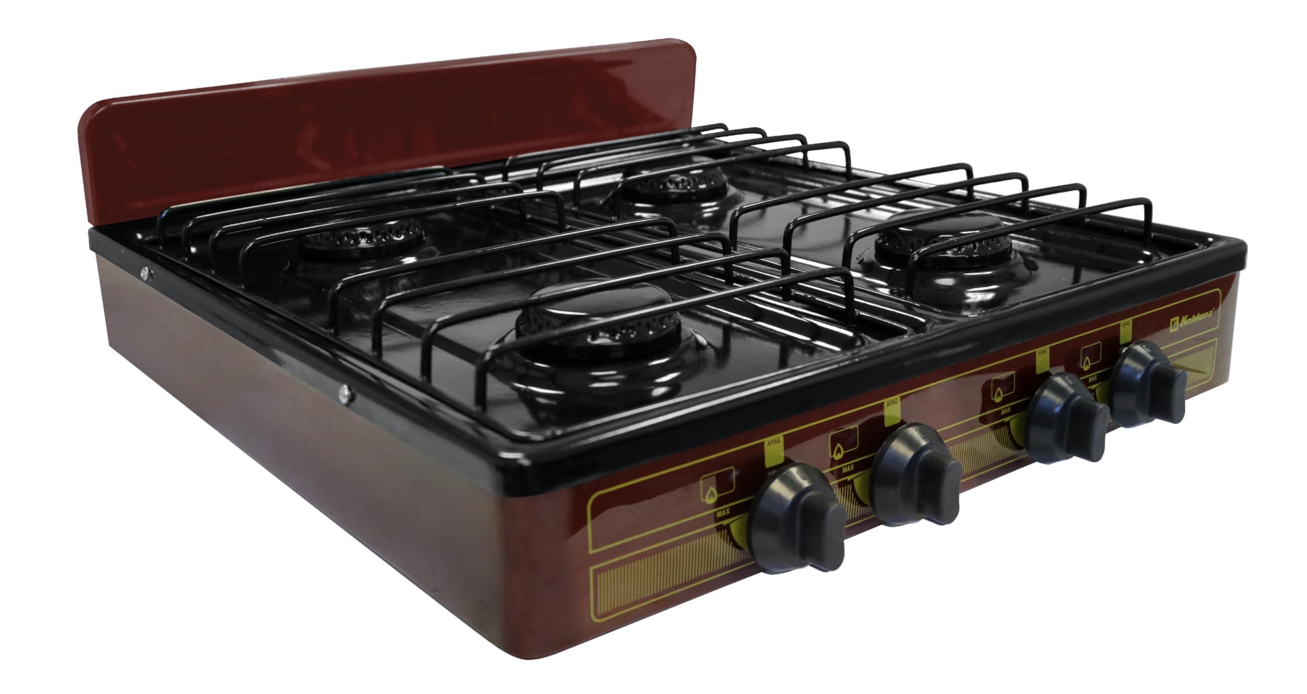 Koblenz Victoria 4-Burner Gas Stove, Portable, Porcelain Cover and Four 16,000 BTU Burners, Bronze Stove For Propane Gas, 20.8" x 24.6" x 5.12", Perfect for Outdoors and Camping, PFK 400A