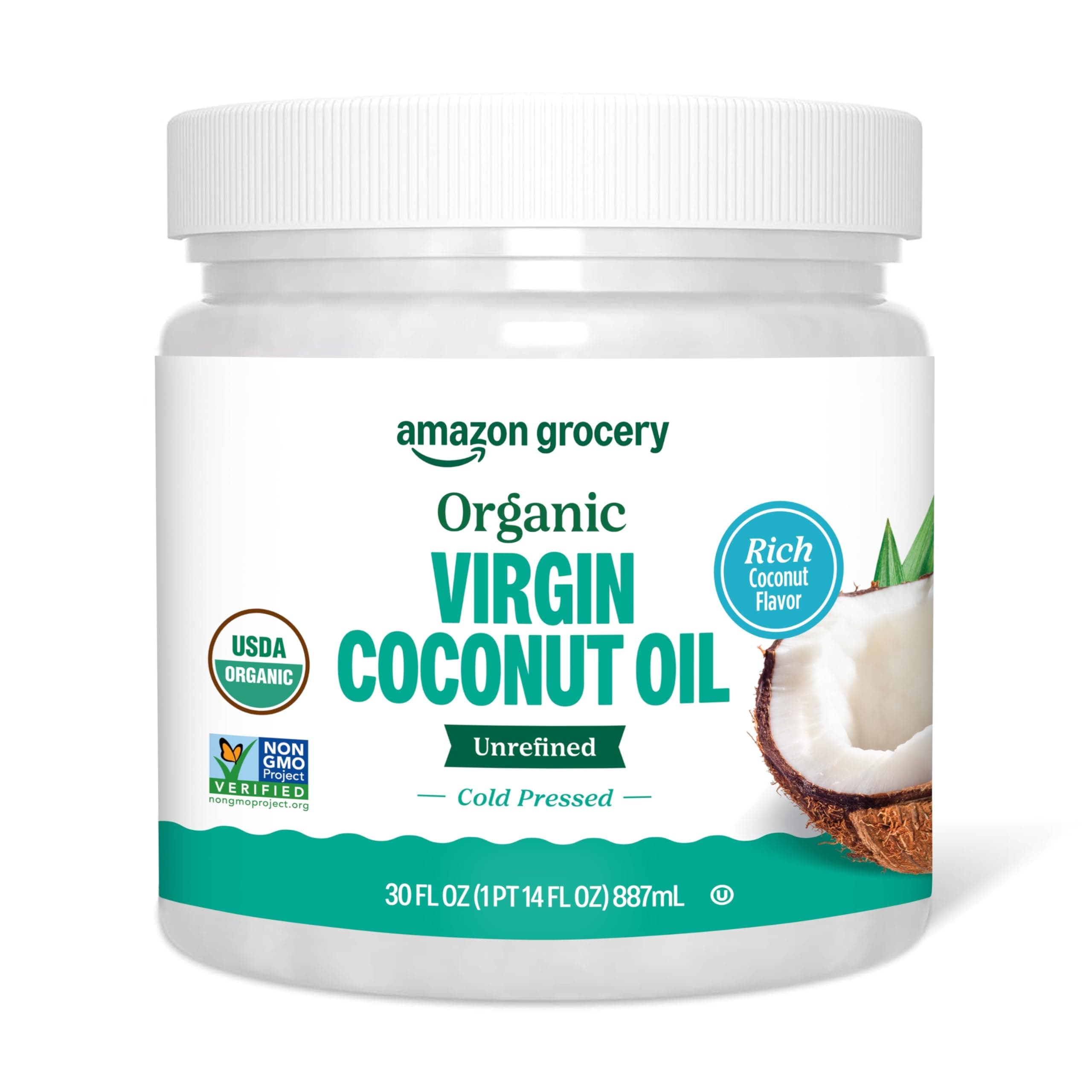 Amazon Grocery, Organic Virgin Coconut Oil, 30 Fl Oz