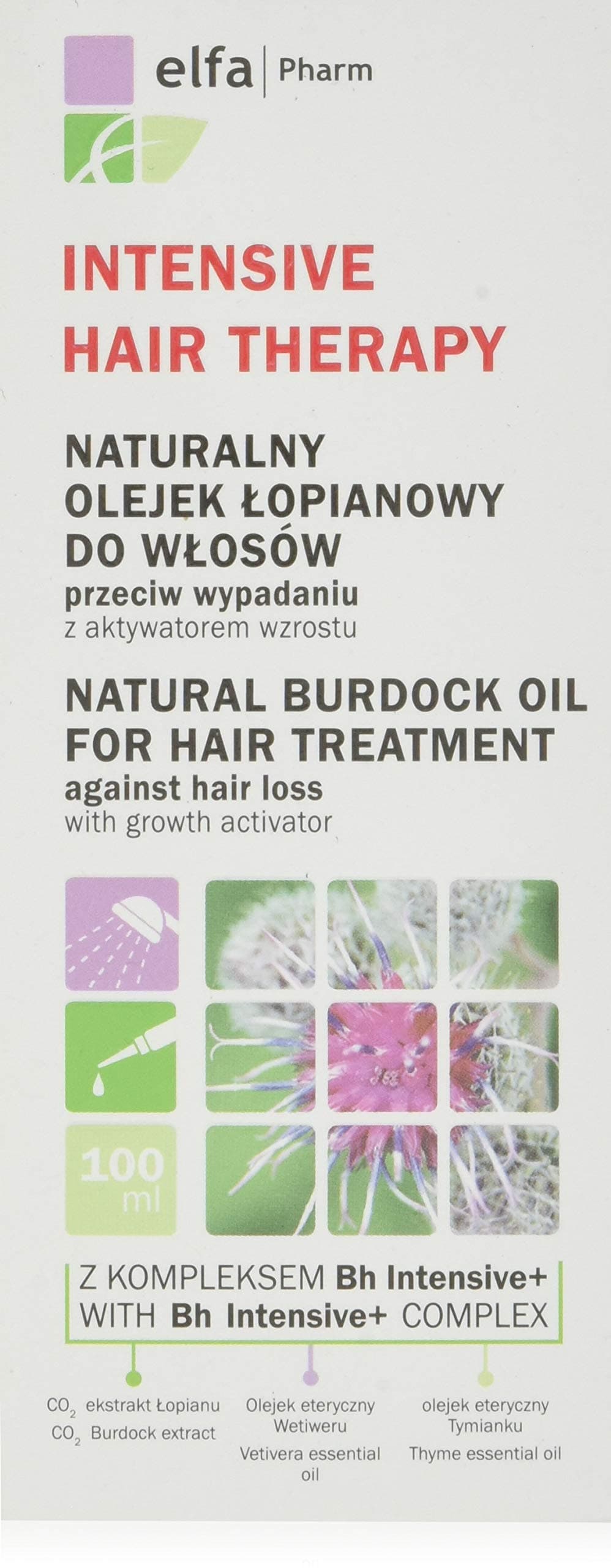Elfa Pharm Intensive Hair Therapy Natural Burdock Oil for hair loss with a growth activator, 100 g