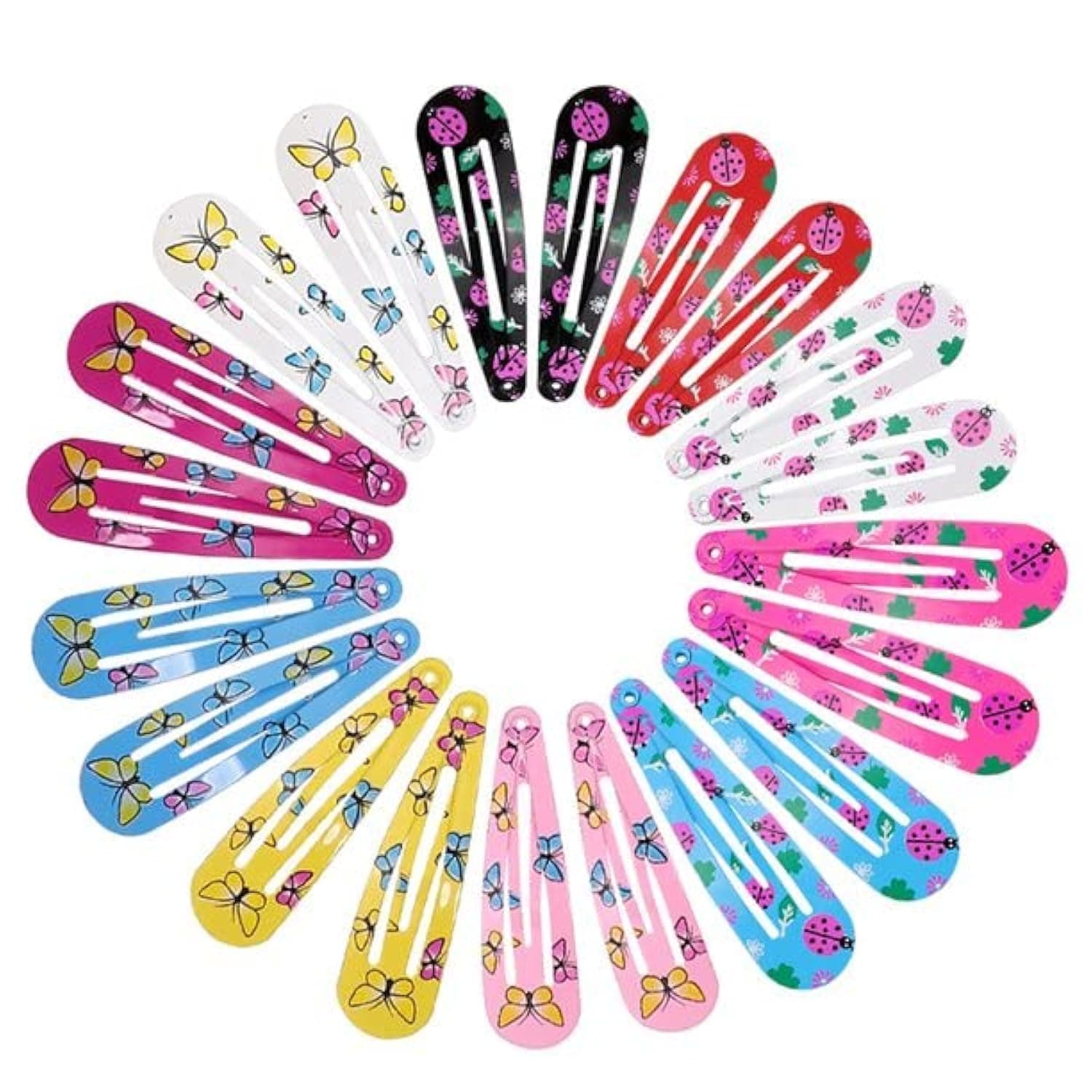 Metal Printed Tic Tac Hair Clips Barrettes Snap for Girls Kids Teens Women Cute Hair Pins Multicolor Multi Design 6 Pair
